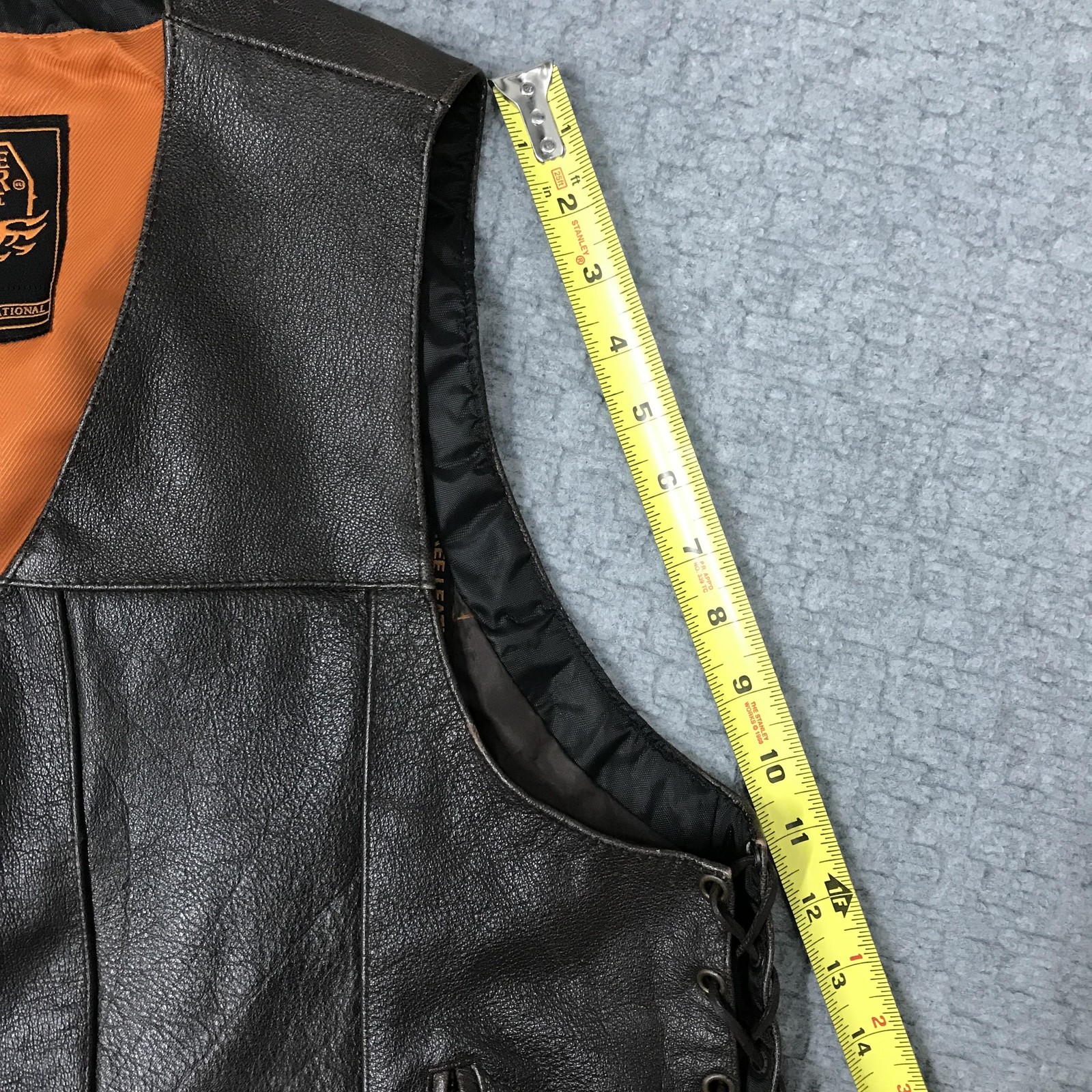 Milwaukee Leather Vest Mens 46 Dark Brown Side Lace Biker Motorcycle Snap Front