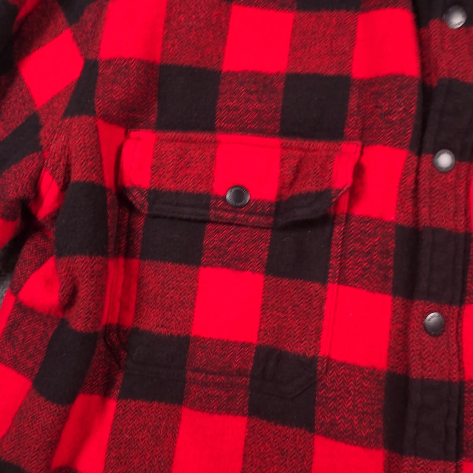 Woolrich Flannel Shirt Jacket Mens L Red Buffalo Plaid Lined Snap Shacket