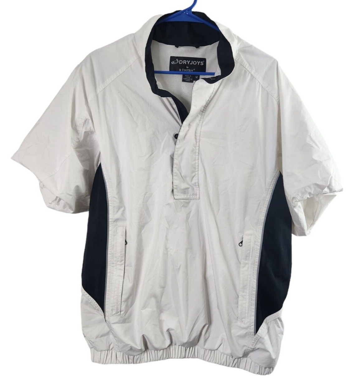 FootJoy DryJoys Mens M Windbreaker Jacket Short Sleeve Lined Pullover 1/2 Snap
