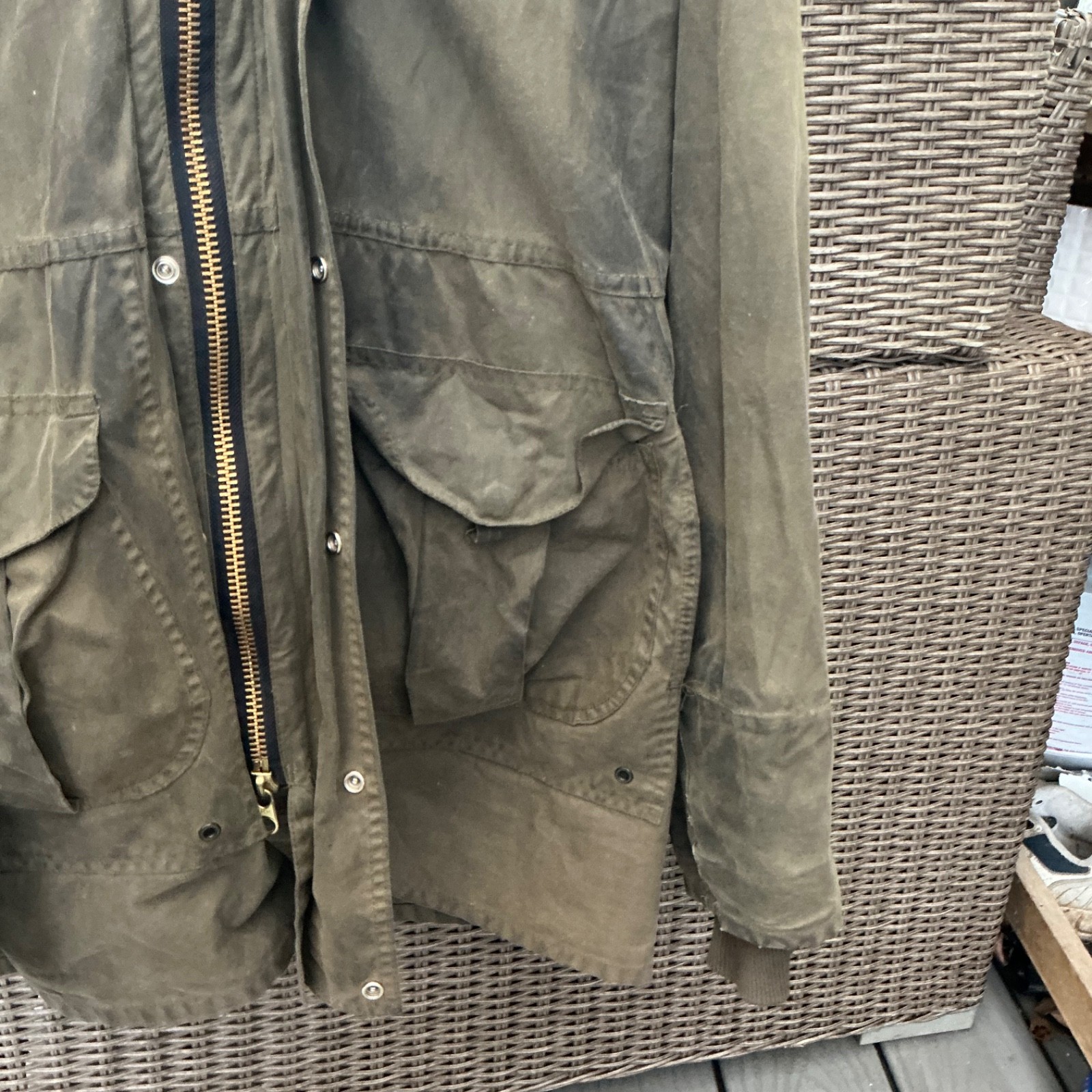 Filson 1438N All Season Rain Coat Men’s large Oil Finish Cover Cloth 6oz used