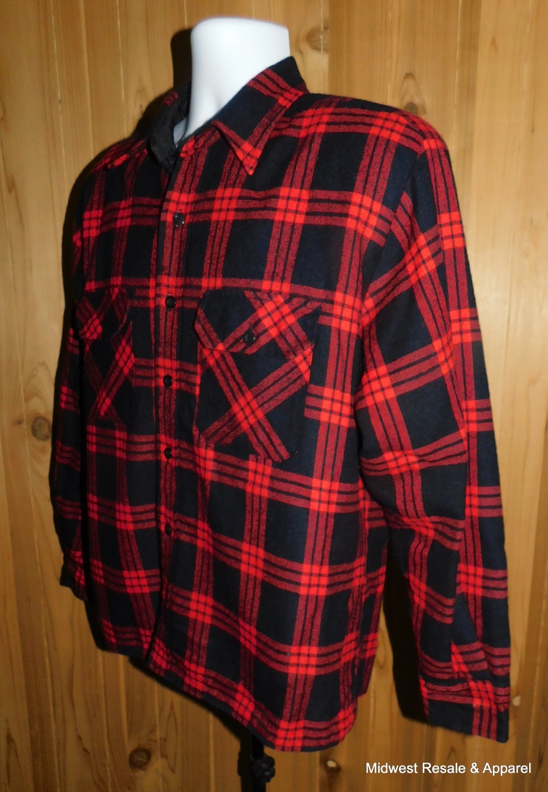 Mens Oakton Quilted Lined Flannel Shacket Red Black Buffalo Plaid Shacket Size L