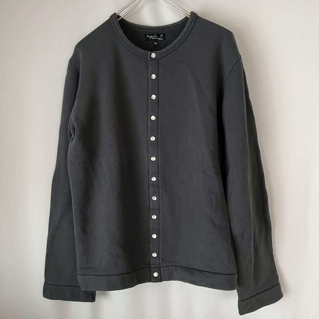 agnes b. Charcoal Gray Cardigan Sweat Material T1 Size S