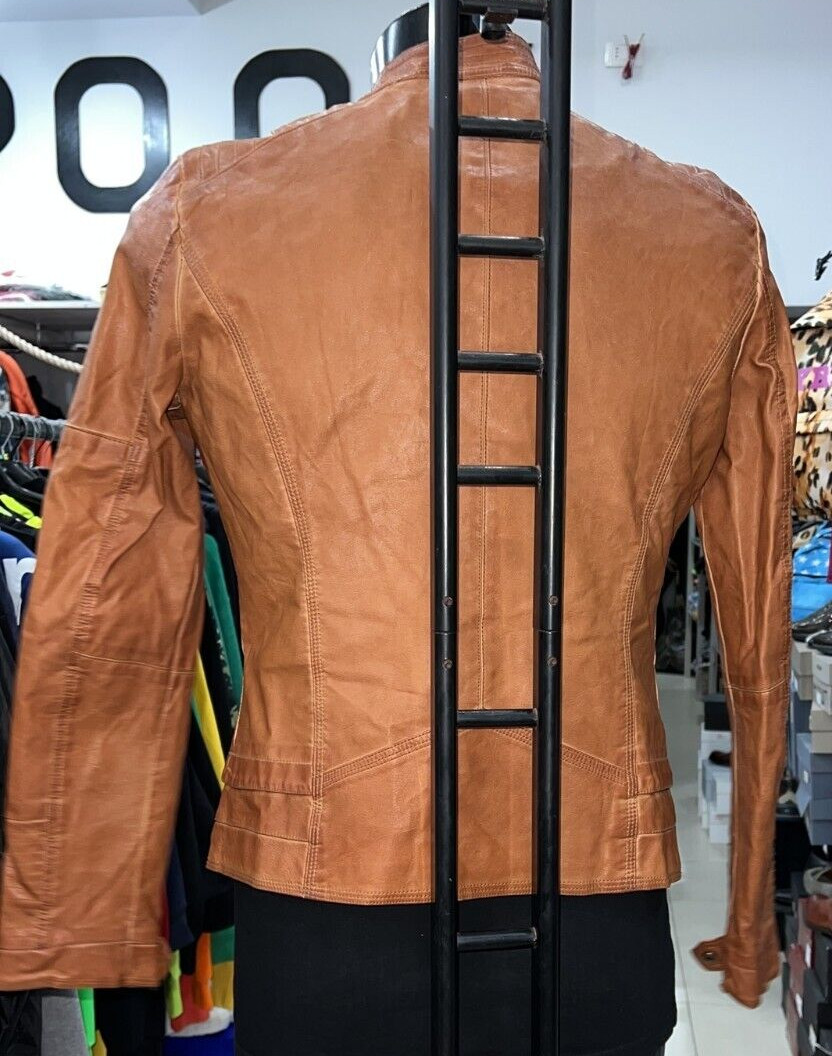 YES-ZEE FAUX LEATHER JACKET used women woman brown size 44 PGS917PI