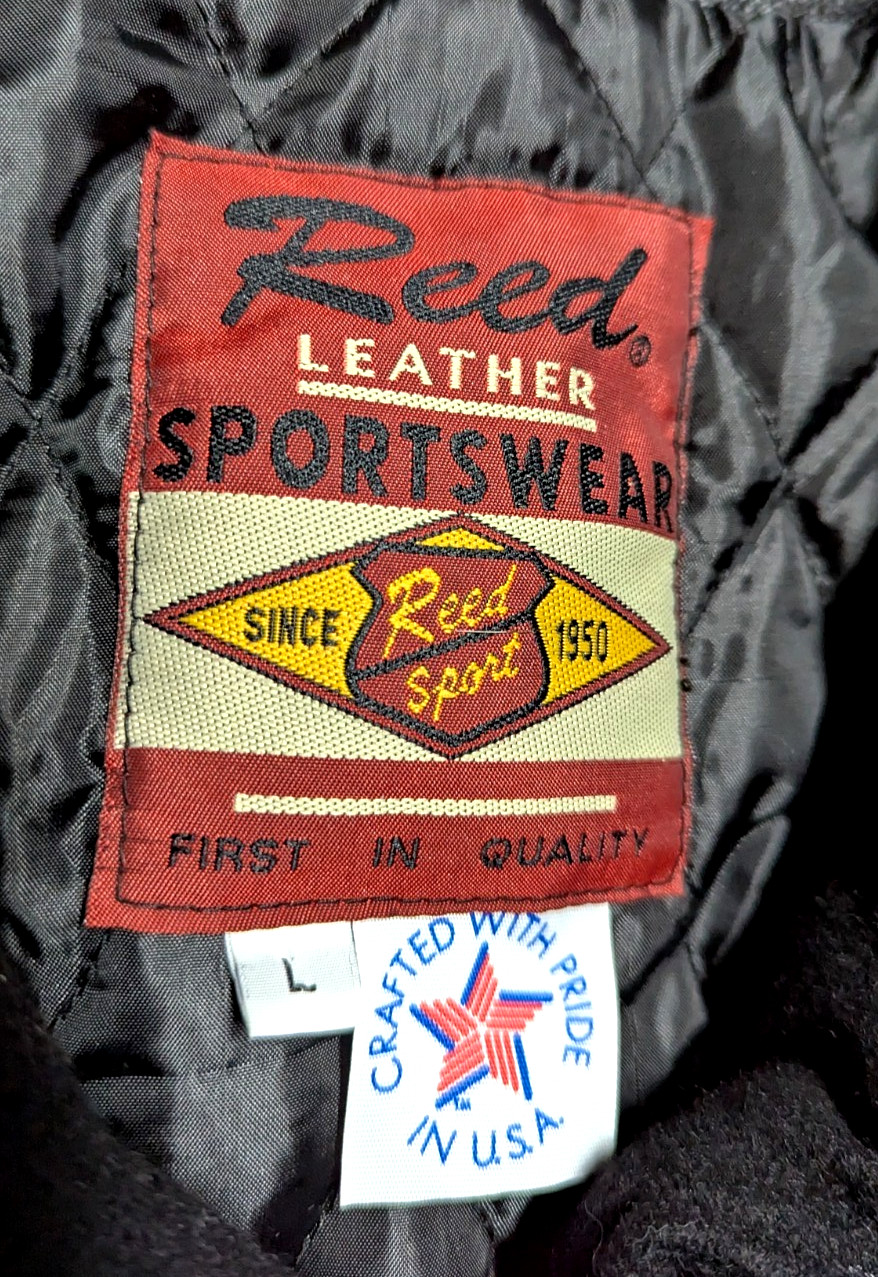 Reed Sportswear Coat-Men’s Large/Black-Genuine Leather Sleeves, Collar, Trim!