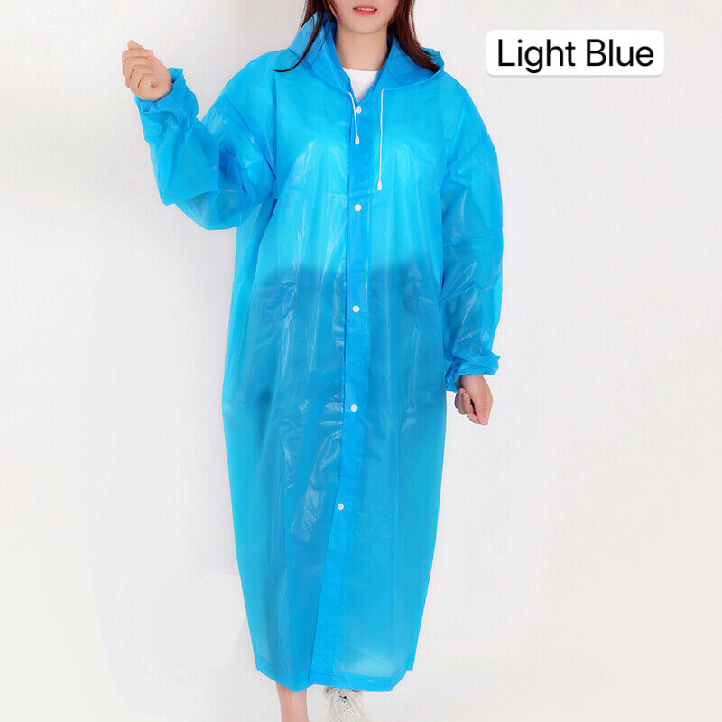 Men Women Raincoat Rain Coat Gown Hooded Waterproof Jacket Rainwear, 6 Colors