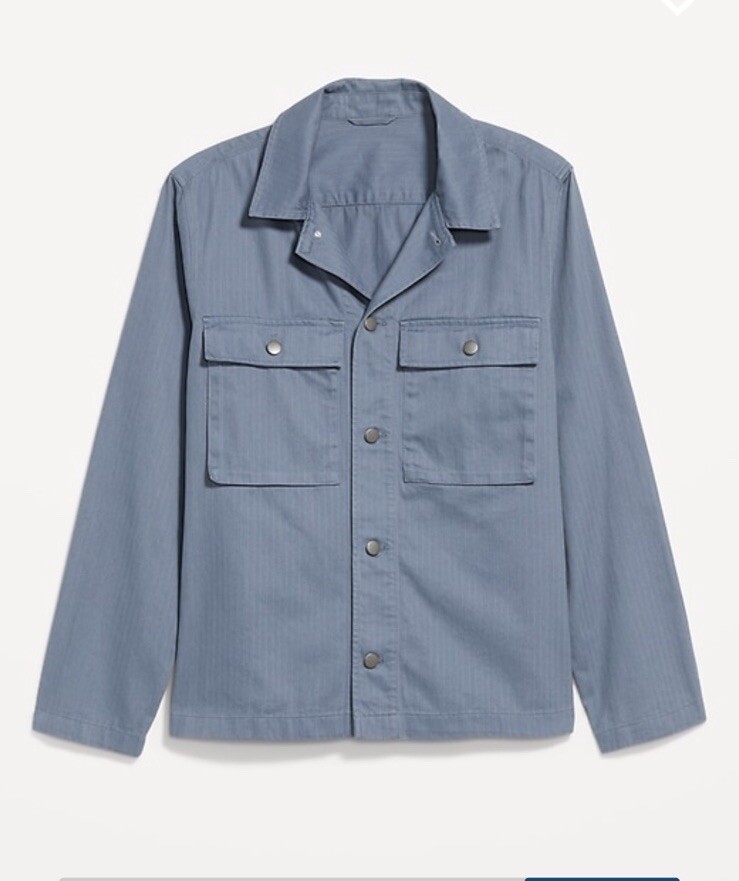 NWT Old Navy Men’s Size XXL Men’s Utility Shacket Light Blue Perfect For Spring
