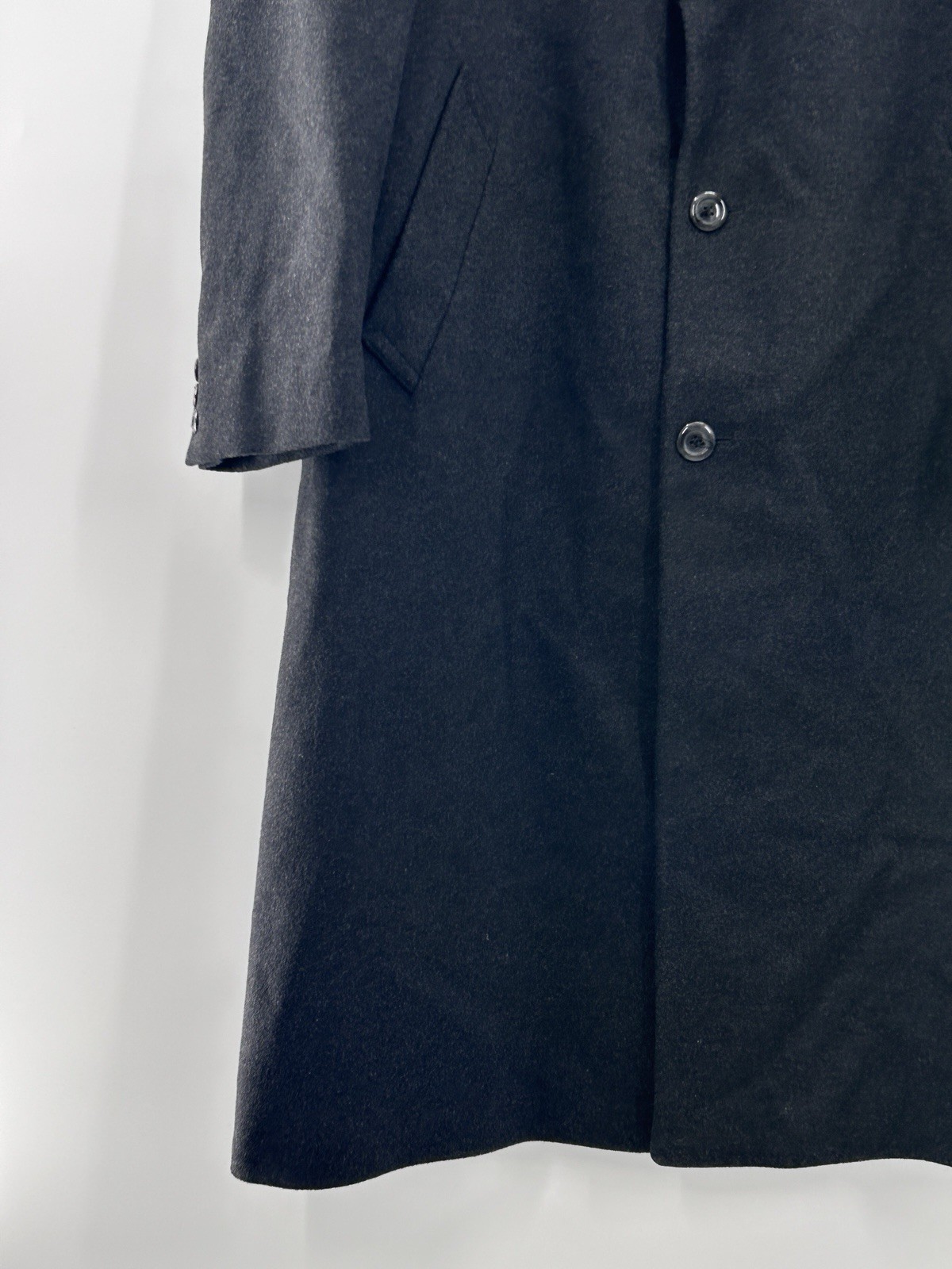 Silver Cloud Cashmere Blend Wool Luxury Overcoat Men 44R Black Career Preppy