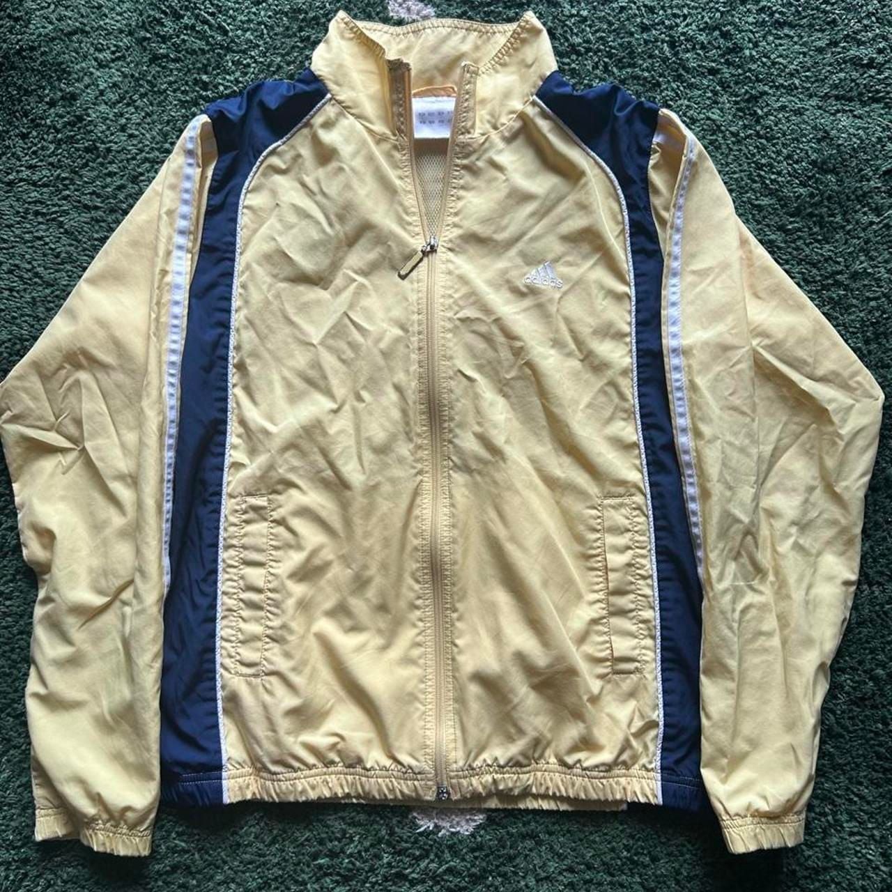 Adidas Vintage Yellow and Navy Blue Windbreaker Jacket Size L