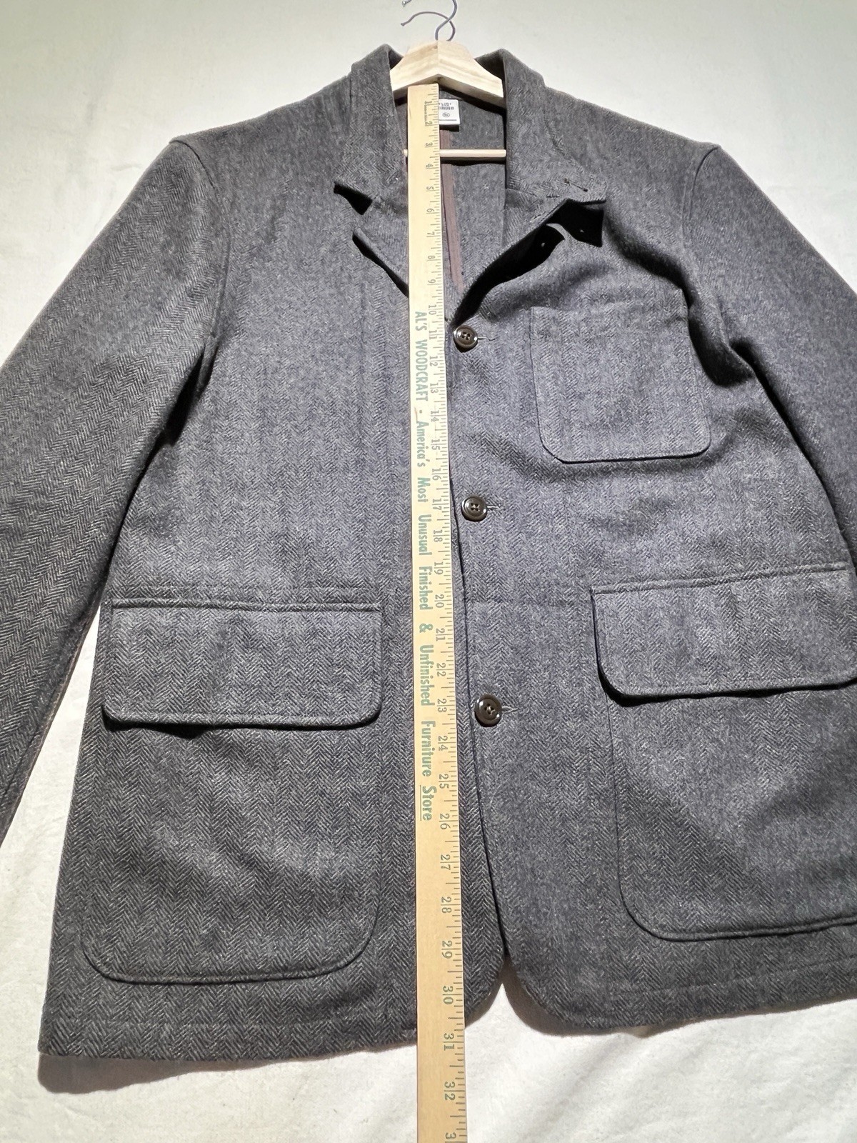Huckberry Flint and Tinder Wool Utility Blazer Herringbone Chore Coat Mens XL