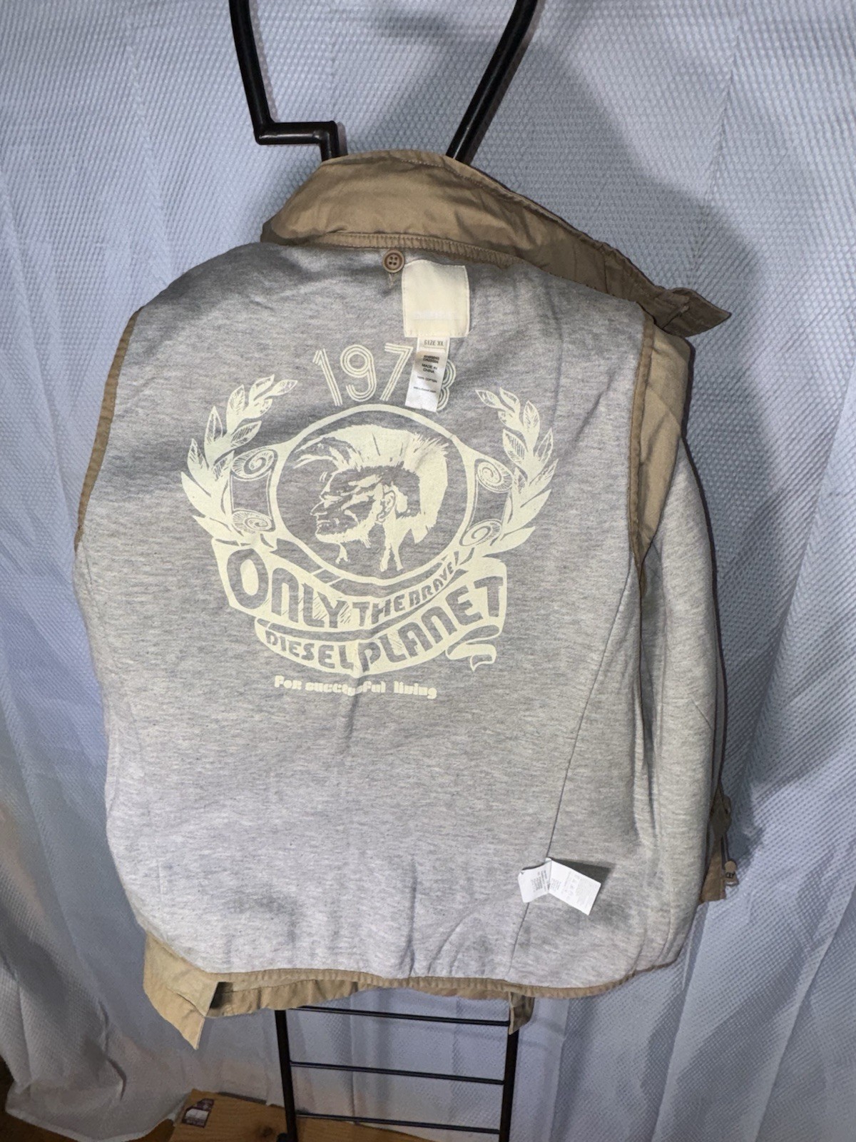 Diesel Military Field Jacket Survivor Gear Mens Sz L Khaki Coat & Vest 2 In 1
