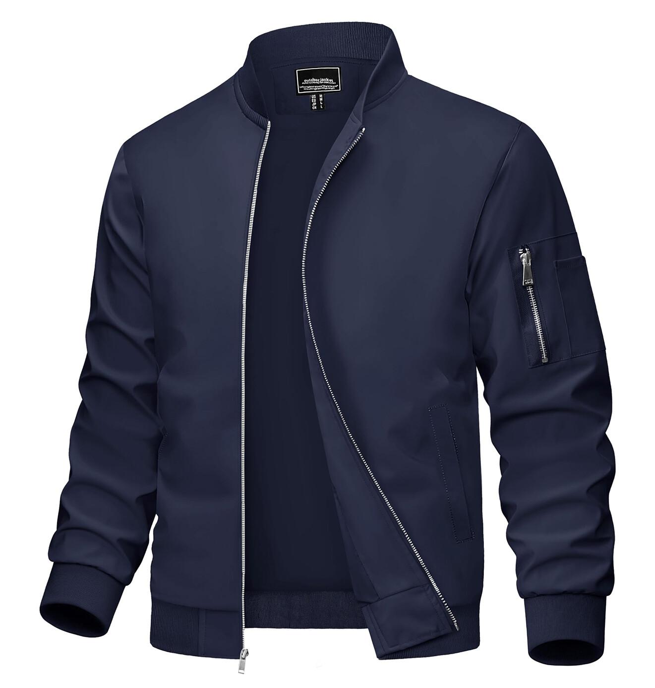 Men’s Bomber Jackets Lightweight Casual Windbreaker Spring Fall Full Zip Outwear