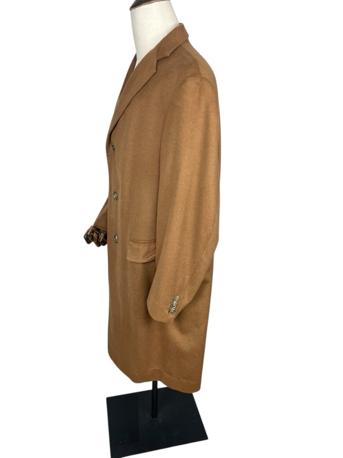 Sam’s Tailor Bespoke 100% Cashmere Coat Men 48 Brown Luxury Overcoat Business
