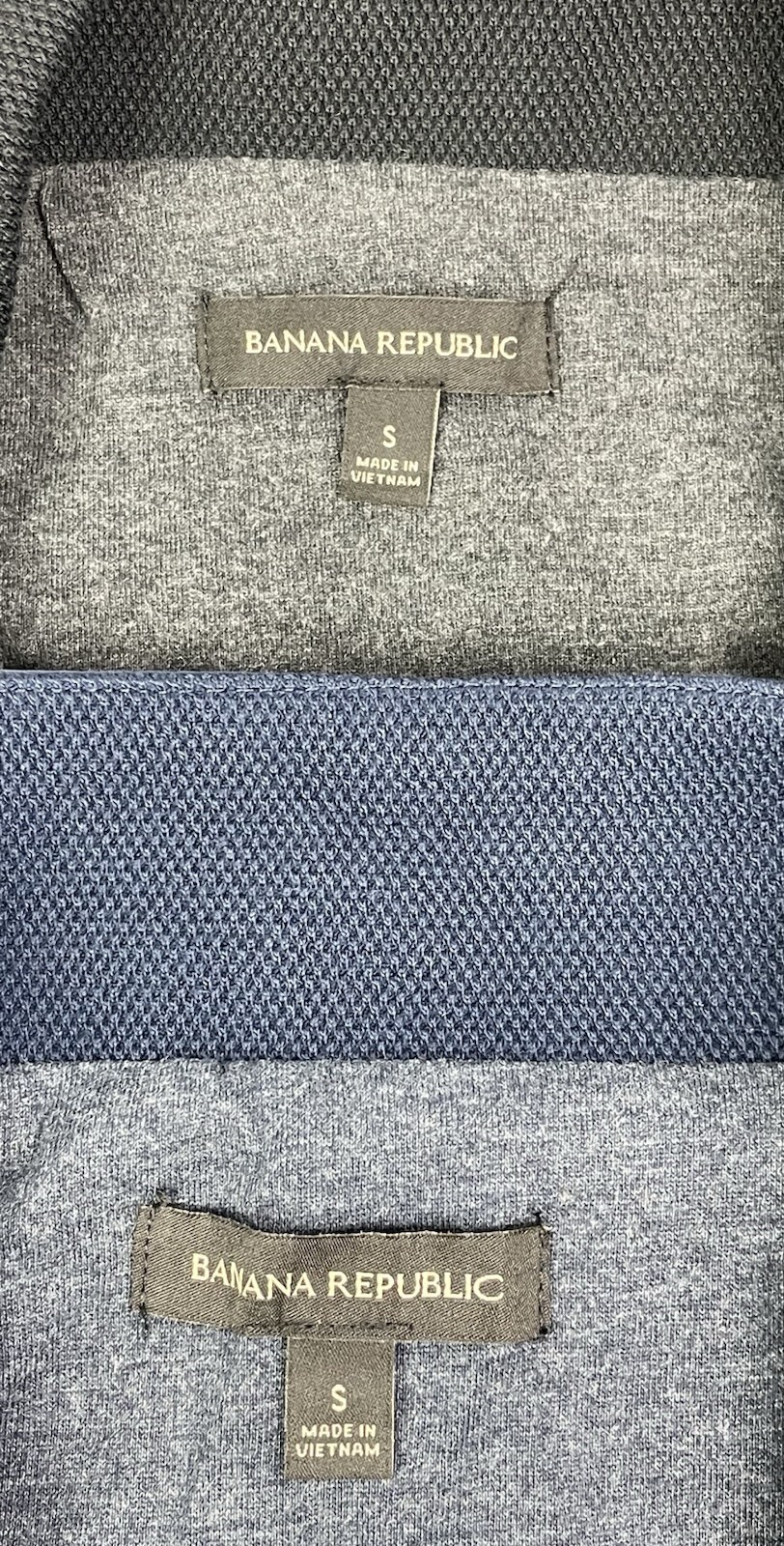 Banana Republic Men’s SMALL Lot of 2 Black & Blue Quilted Full Zip Vests NWT