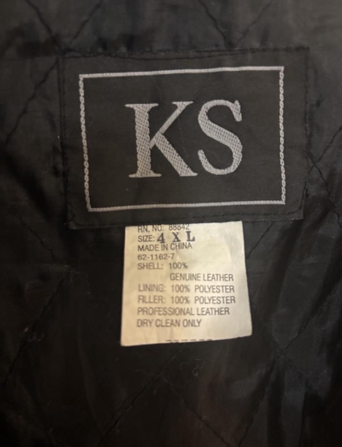 KS Men’s Black Genuine Leather Button Front Lined Mid-Length Coat 4XL