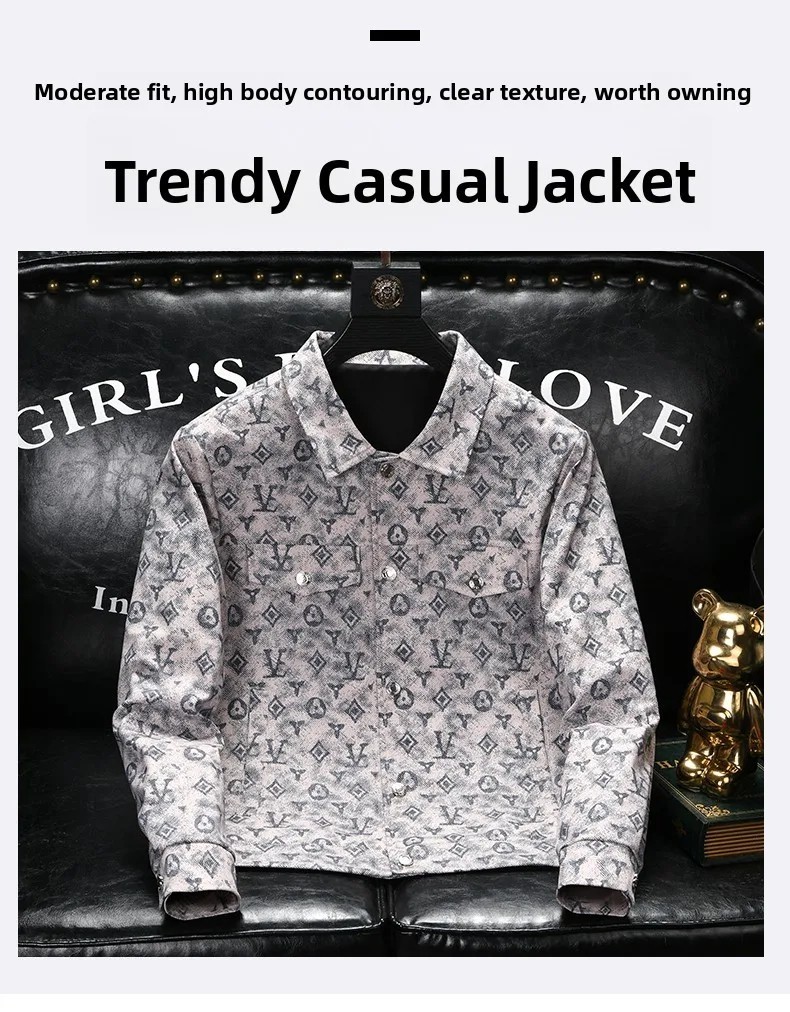 Luxury Men Denim Jacket Fashion Loose Casual Trendy High Street Retro Jean Coat