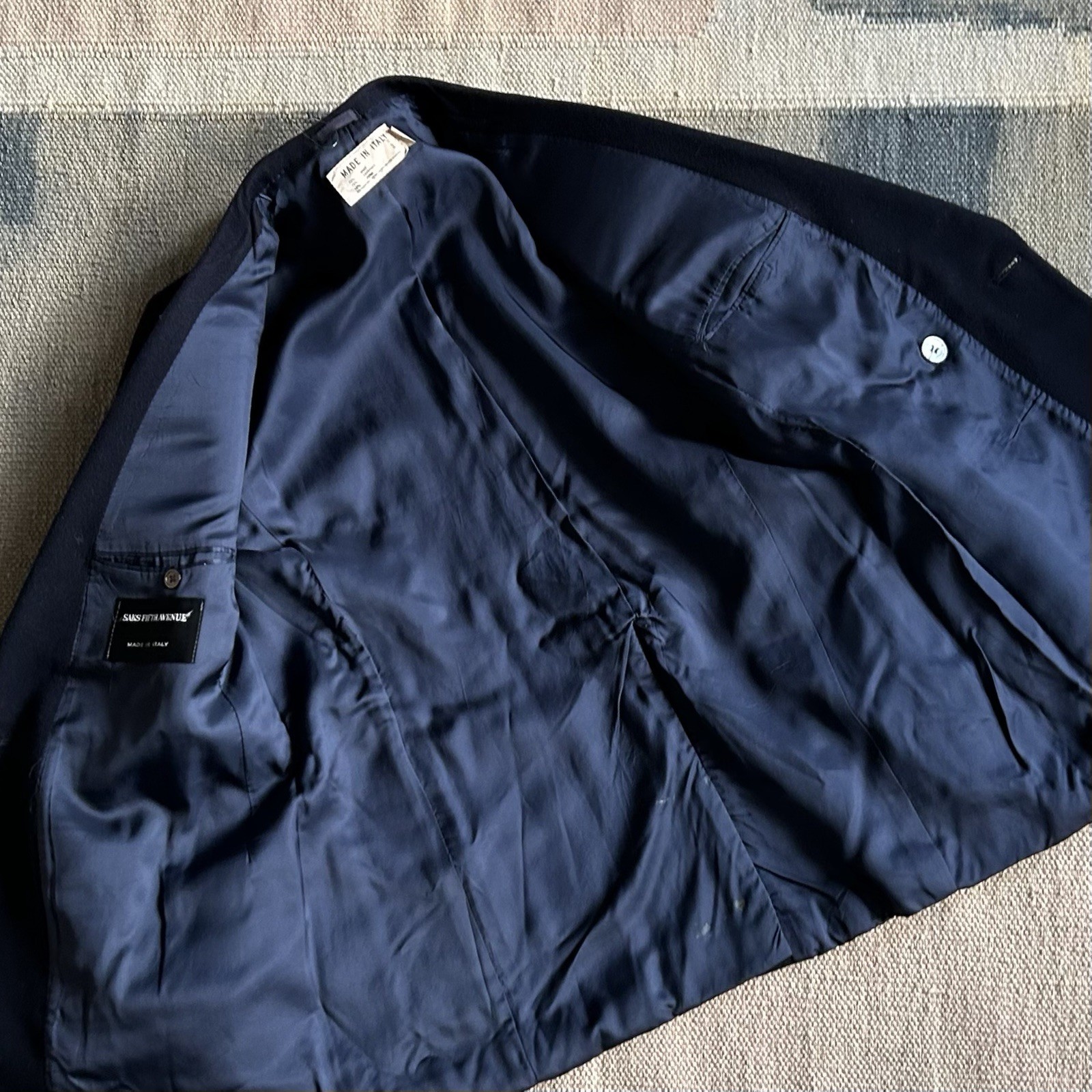 Saks Fifth Avenue Made in Italy Navy Wool Peacoat Size 42