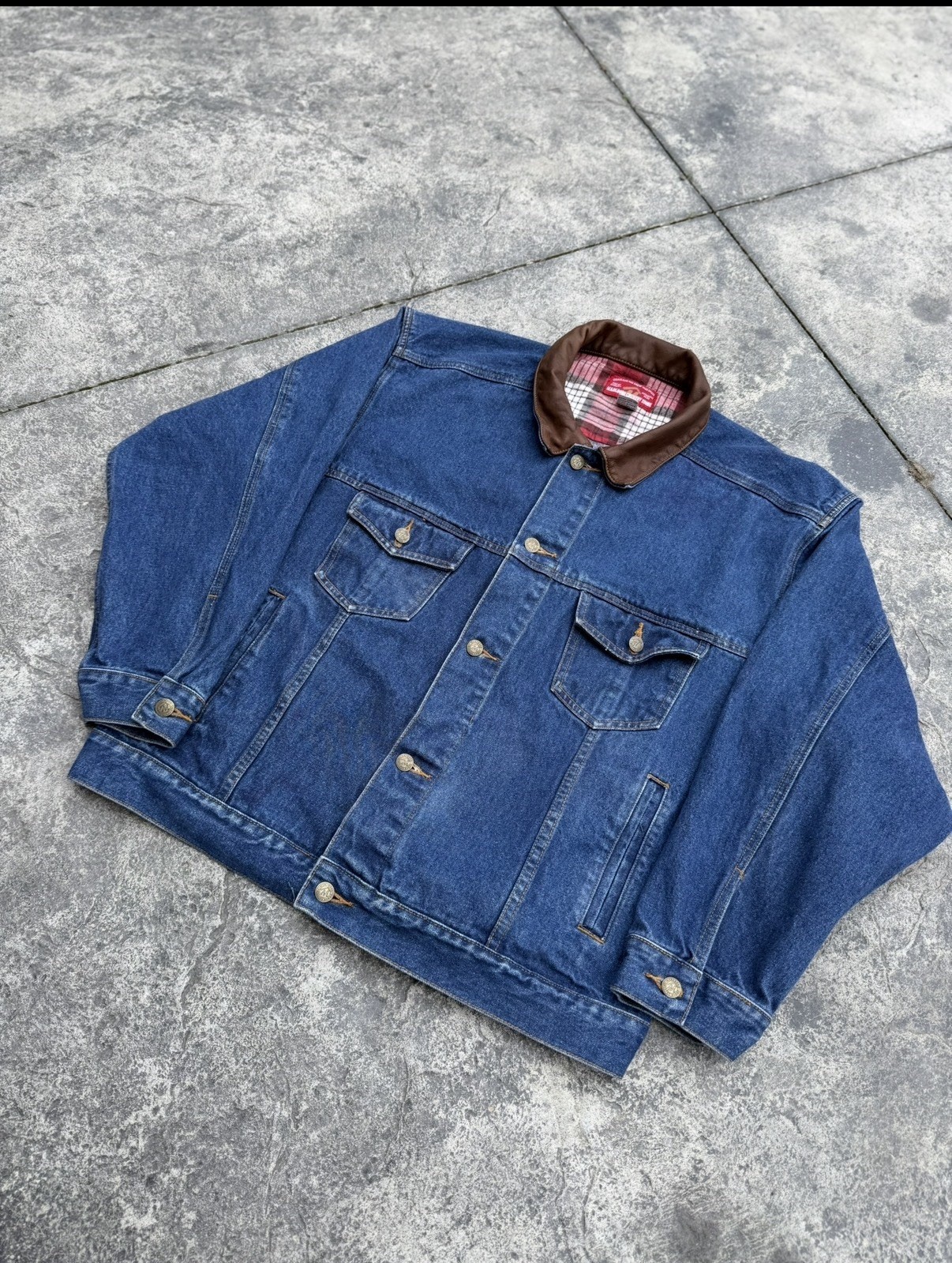 Vintage Marlboro Country Store Denim Jacket W/ Plaid Lining