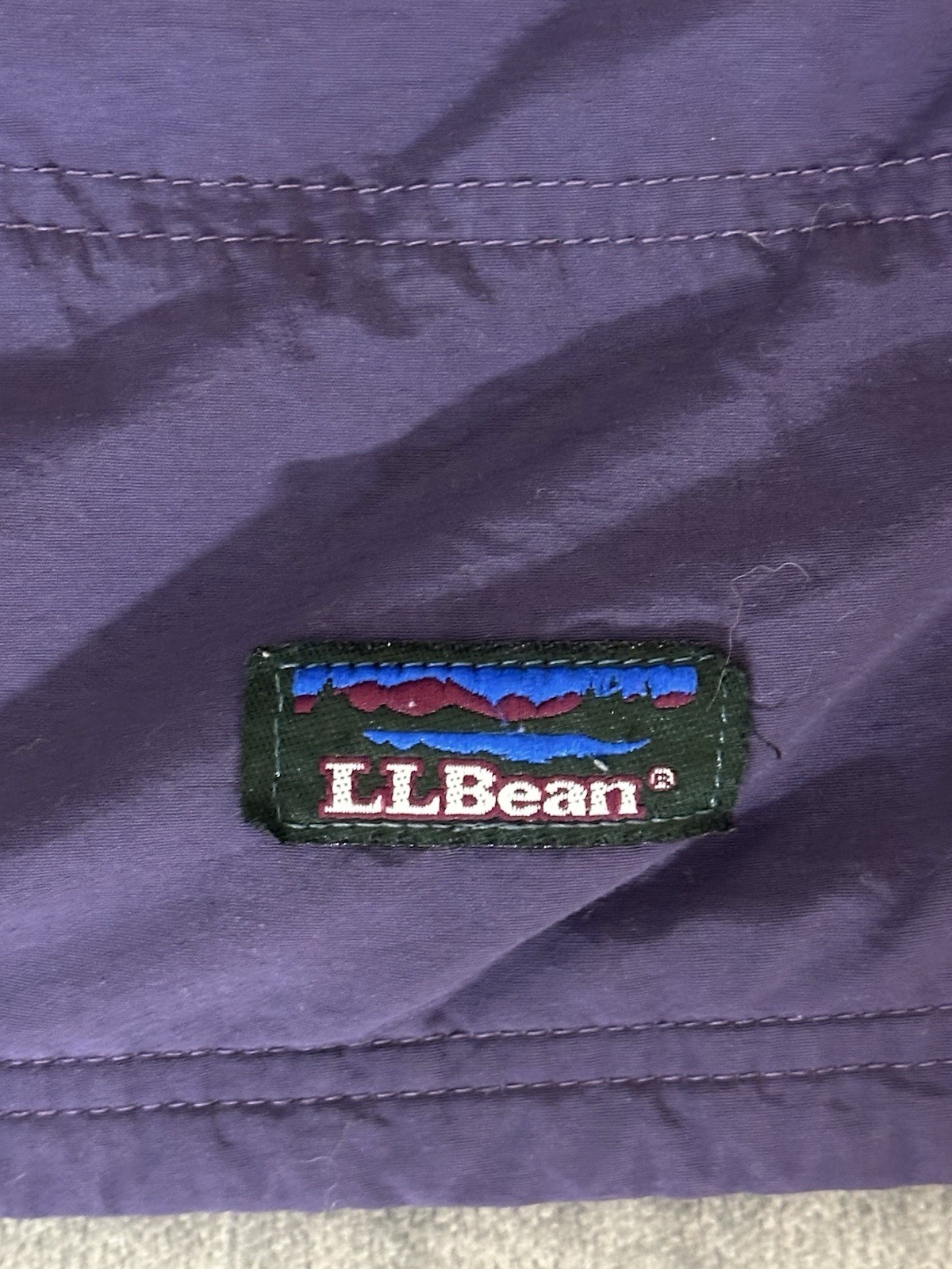 Vintage LL Bean Anorak Jacket Mens Medium Purple Hooded Windbreaker Pullover 90s