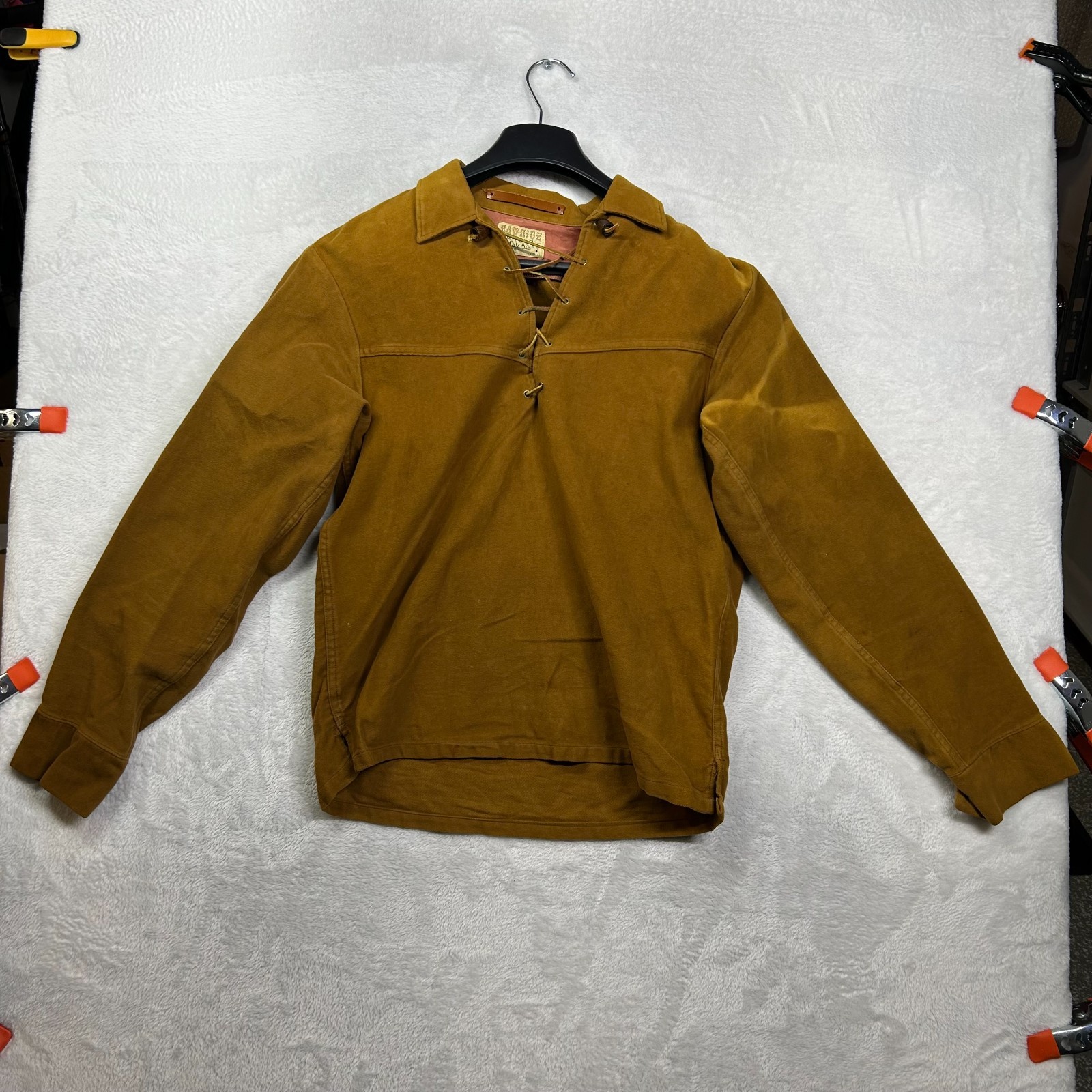VTG Campus Rawhide Lacer Shirt Jacket Men Brown Lace Up Western USA Made – Small