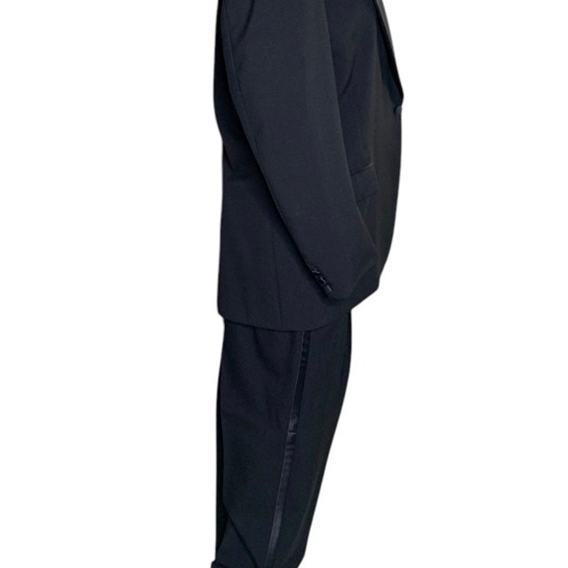 Le Clair Black Tuxedo Men’s Size 42L Satin Notch Lapel 1 Button Made in USA
