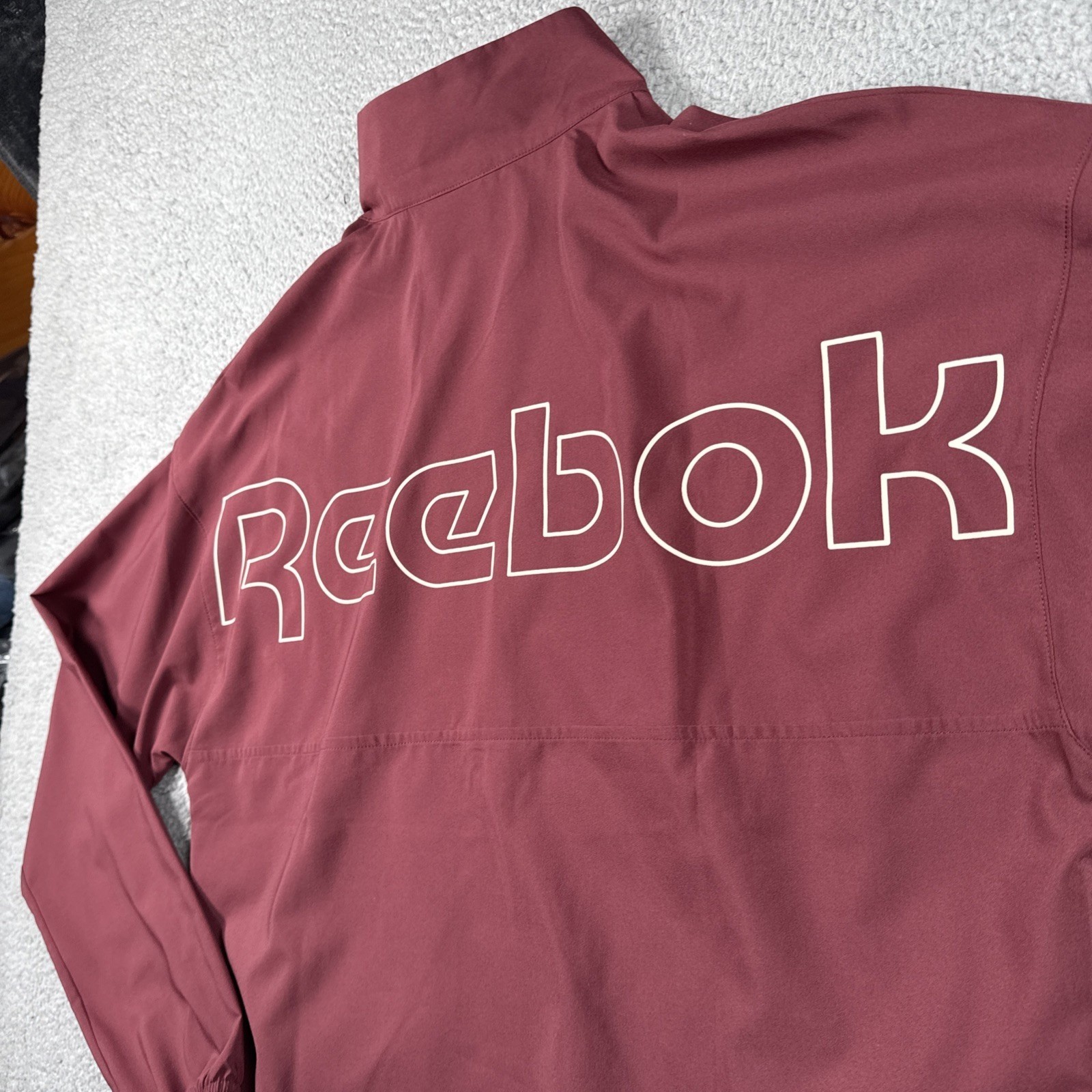 Reebok Jacket Mens M Full Zip Lightweight Performance Polyester Maroon Outdoors