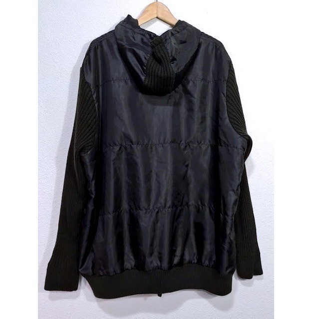 Liberty Blues Jeans Company Mens Black Hooded Jacket With Knit Sleeves Size 2XL