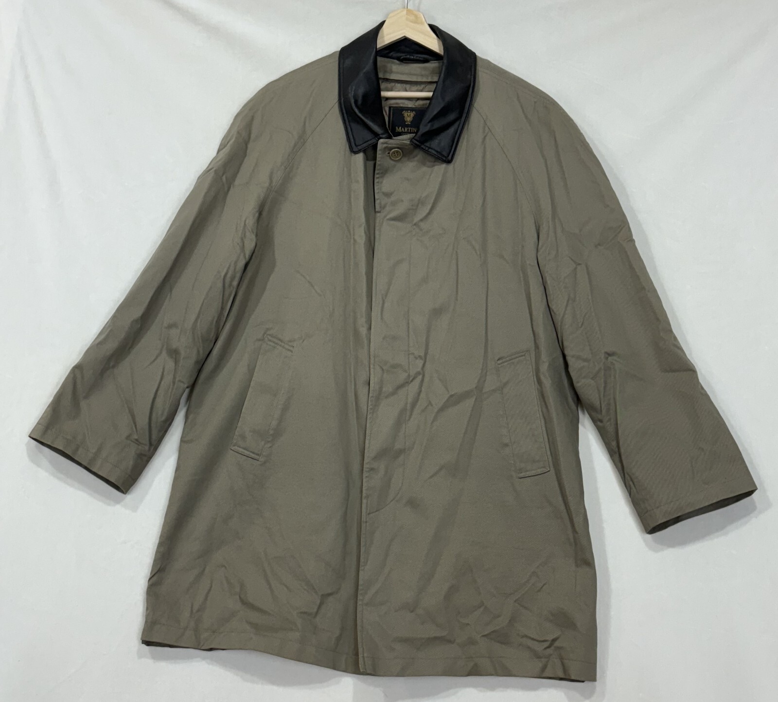 Martino Uomo Moda Overcoat Jacket Mens Size 44L Zip Out Lining Brown Raincoat