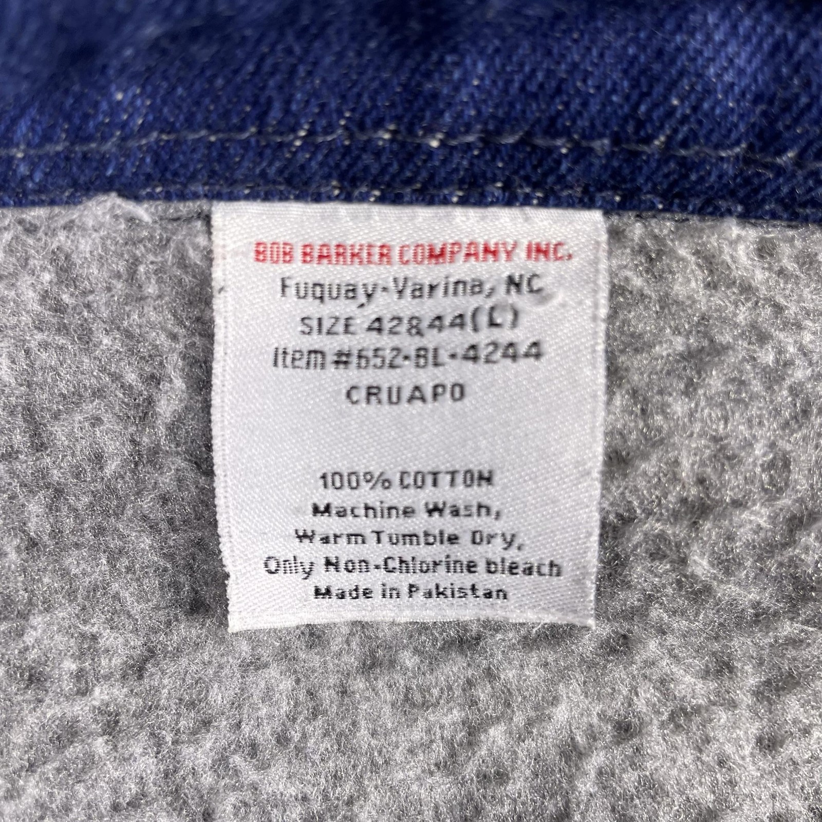 Vintage Bob Barker Denim Jacket Mens Large Lined Insulated Workwear Chore Coat