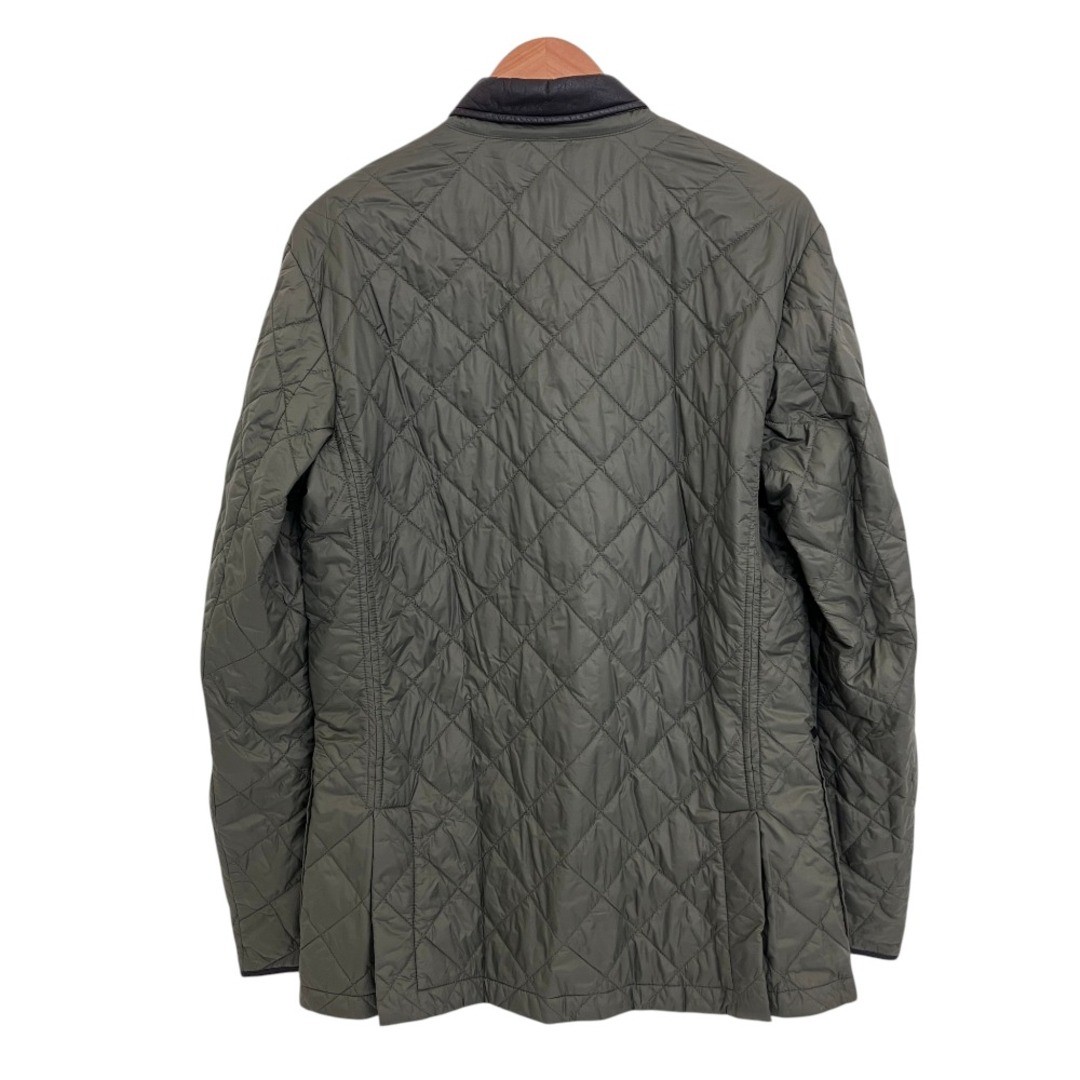 DUNHILL Quilted Tailored Jacket Khaki Leather Trim Size 46