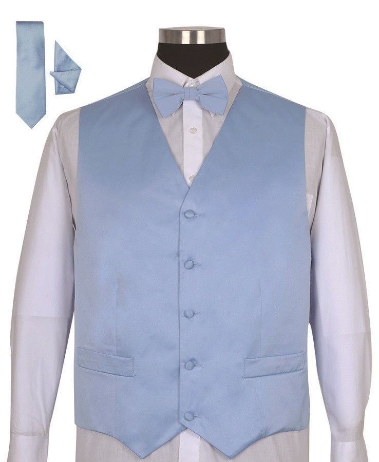 Men’s Tuxedo Vest 4 Piece Set #004 – Vest with Bow Tie Hanky and Neck Tie