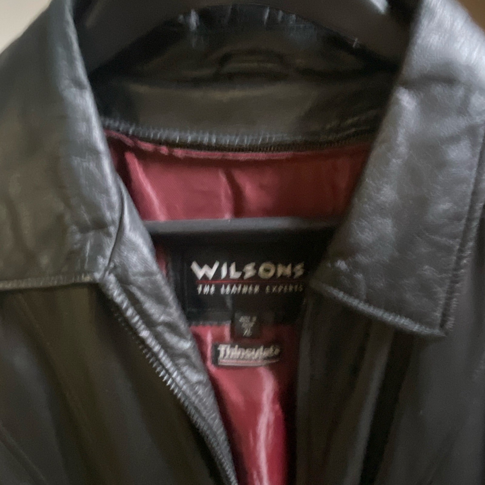 Wilsons Men’s Black Leather Bomber Jacket Thinsulate Lined Zip Size 46