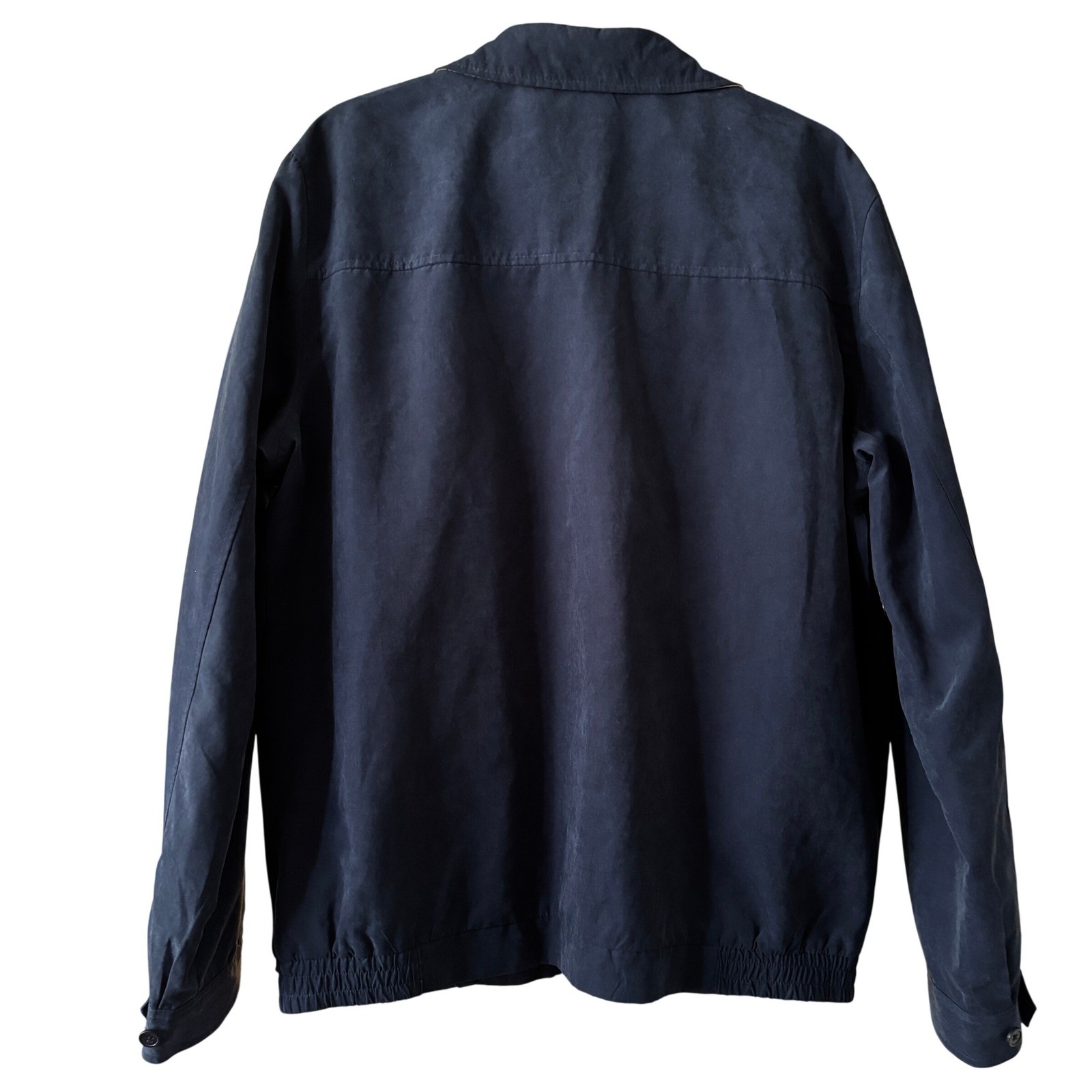Joseph & Feiss Mens Size Large Navy Blue Bomber Jacket Classic Luxury Lined