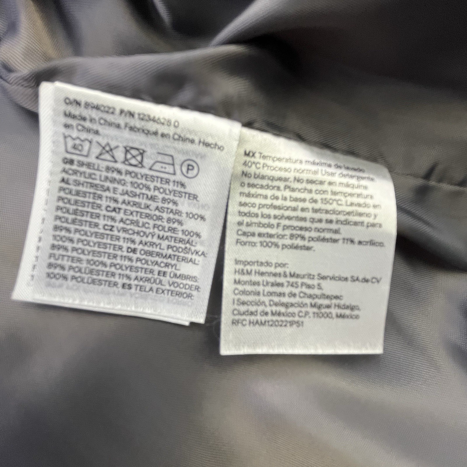 Vintage H&M Jacket Mens XL Gray Pinstripe Full Zip Lined Coat Polyester