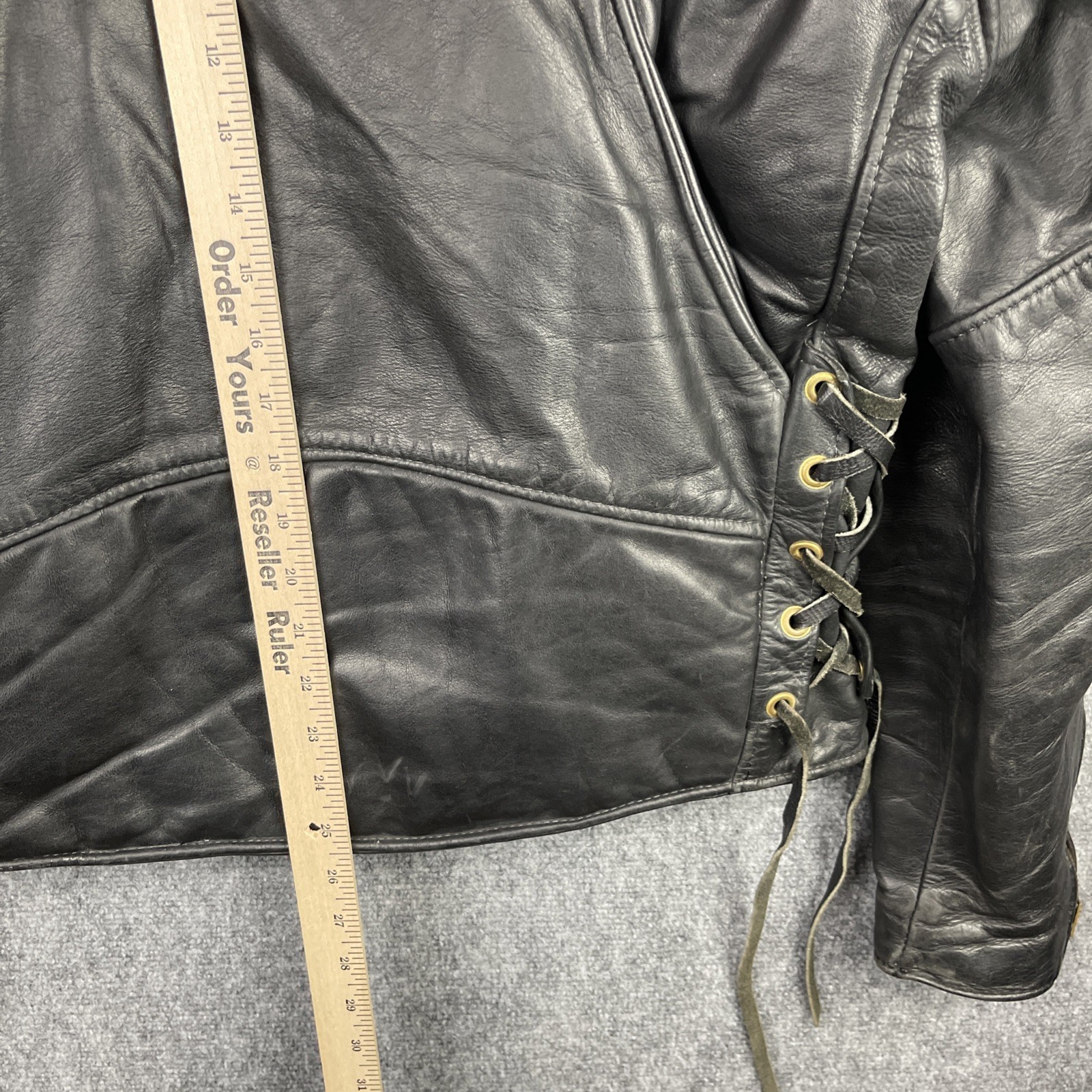 Vintage California Creations Leather Jacket Mens 40 Black Motorcycle Lace Sides