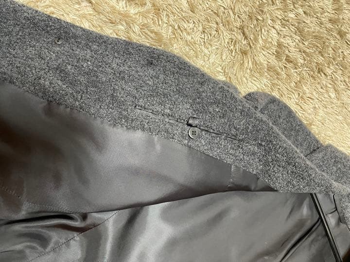 Used Issey Miyake Men Boa-Style Chesterfield Coat Size 2 Gray Length 105cm