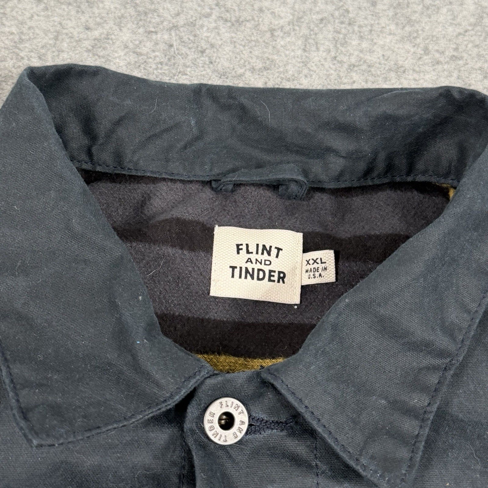Flint And Tinder Flannel Lined Waxed Trucker Jacket XXL Dark Navy Huckberry 2XL