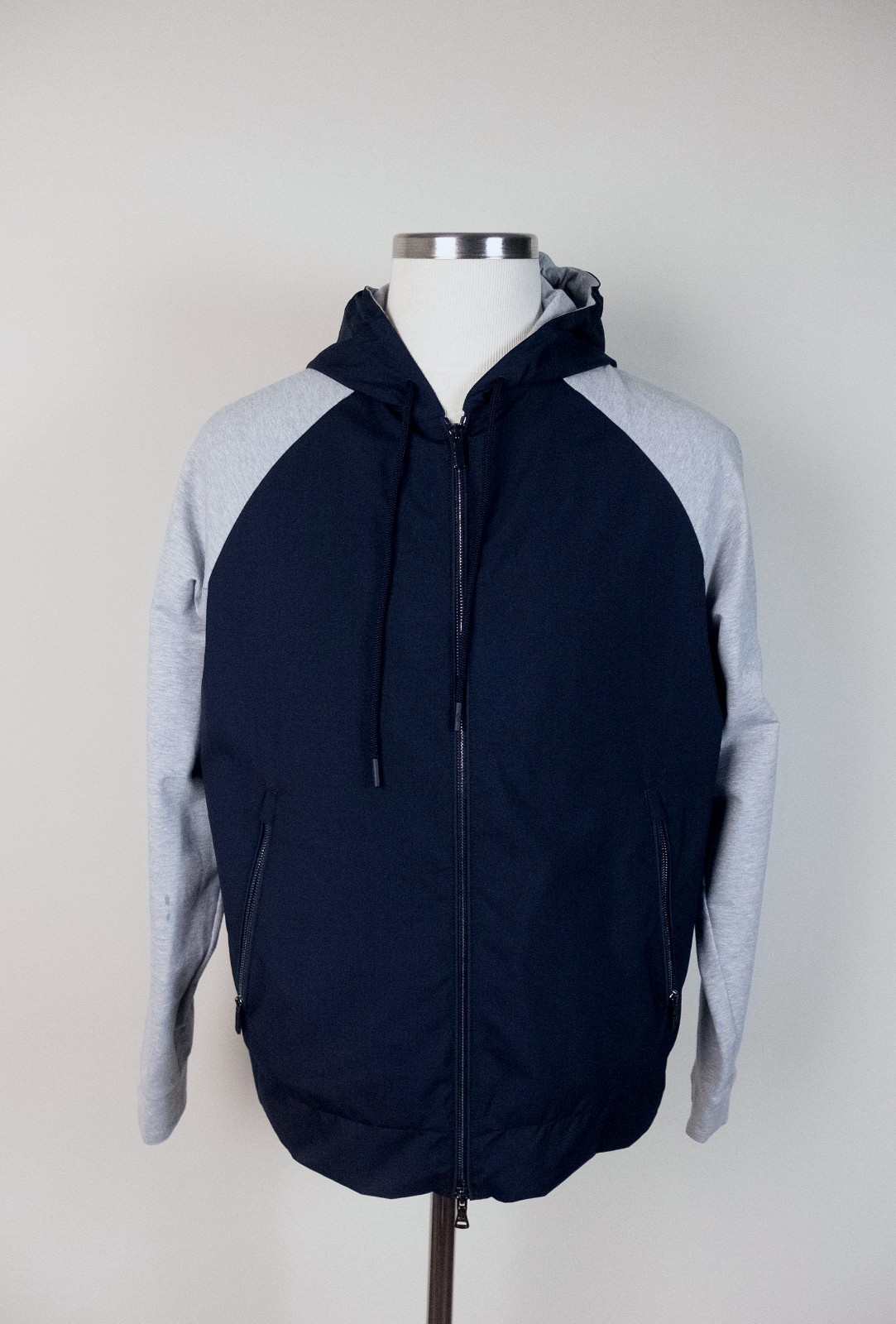 (NO CUSTOMS TAX) PAUL & SHARK navy blue paneled hooded casual jacket Size Large