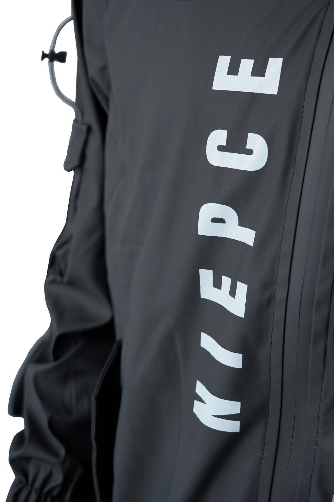 Niepce Black Leather Tactical Jacket Streetwear Techwear Coat with Hoodie