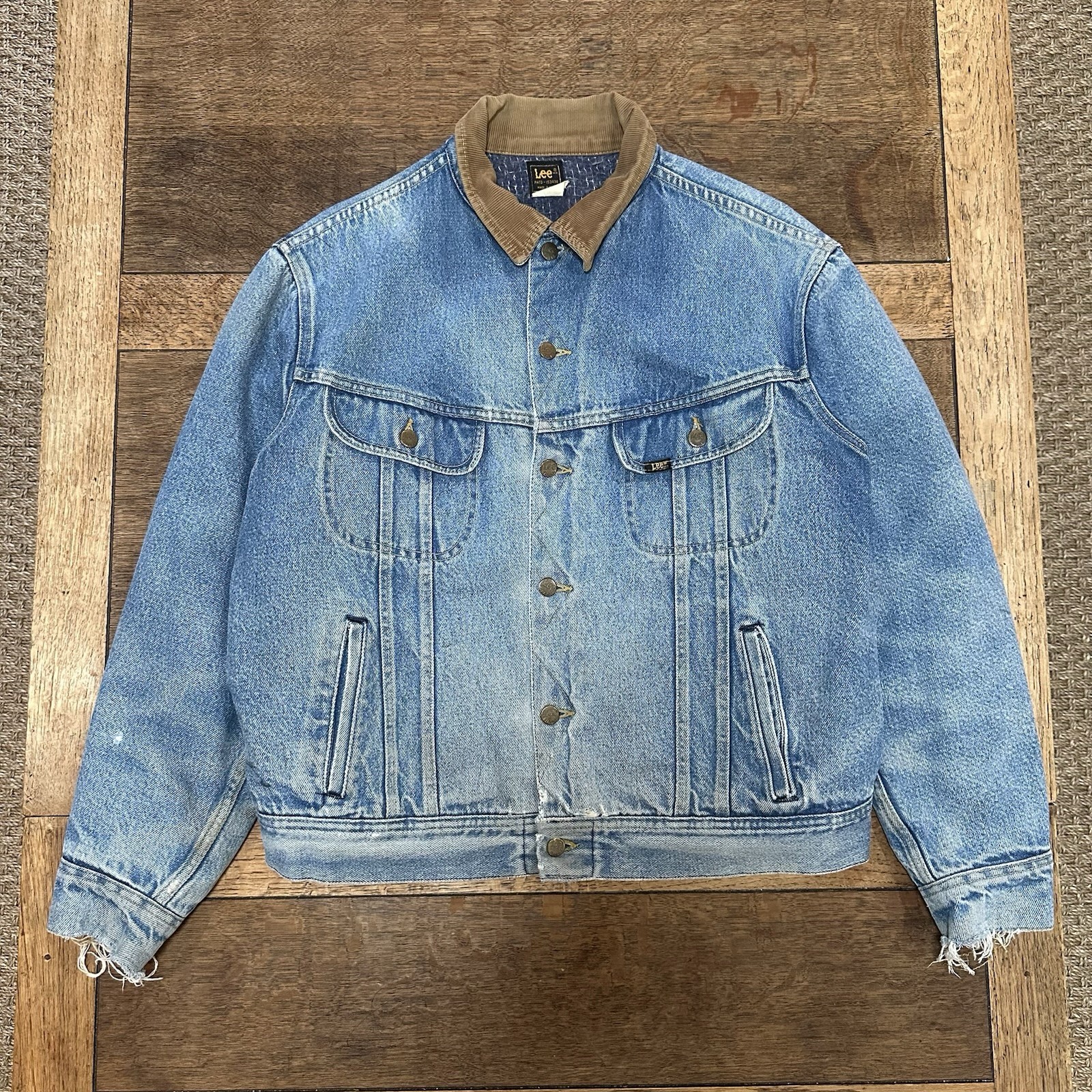 Vintage Lee Riders 70s Denim Corduroy Neck Rare USA Man Jacket 46R