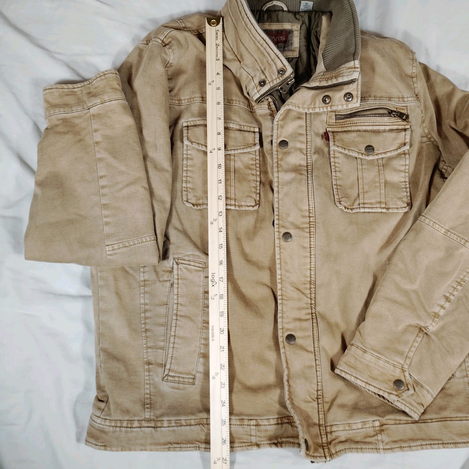 Levis Canvas Jacket Men XL Khaki Quilted Workwear