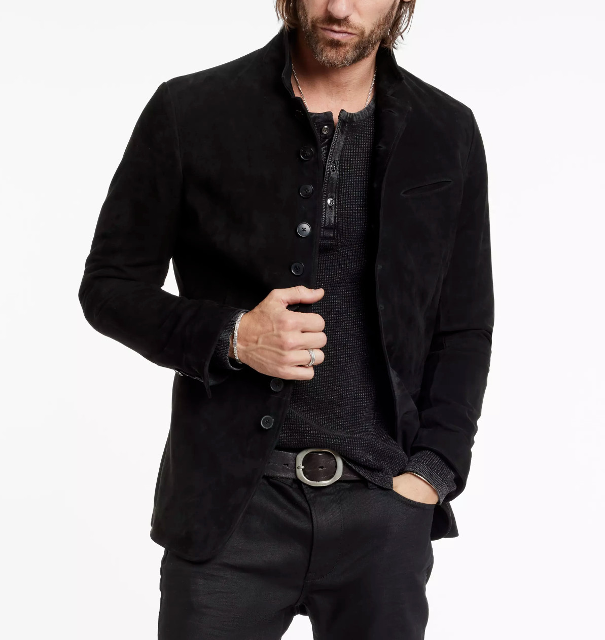 Men’s Black Suede Leather Blazer 100% Soft Lambskin Suede Size S M L XL 2XL 3XL