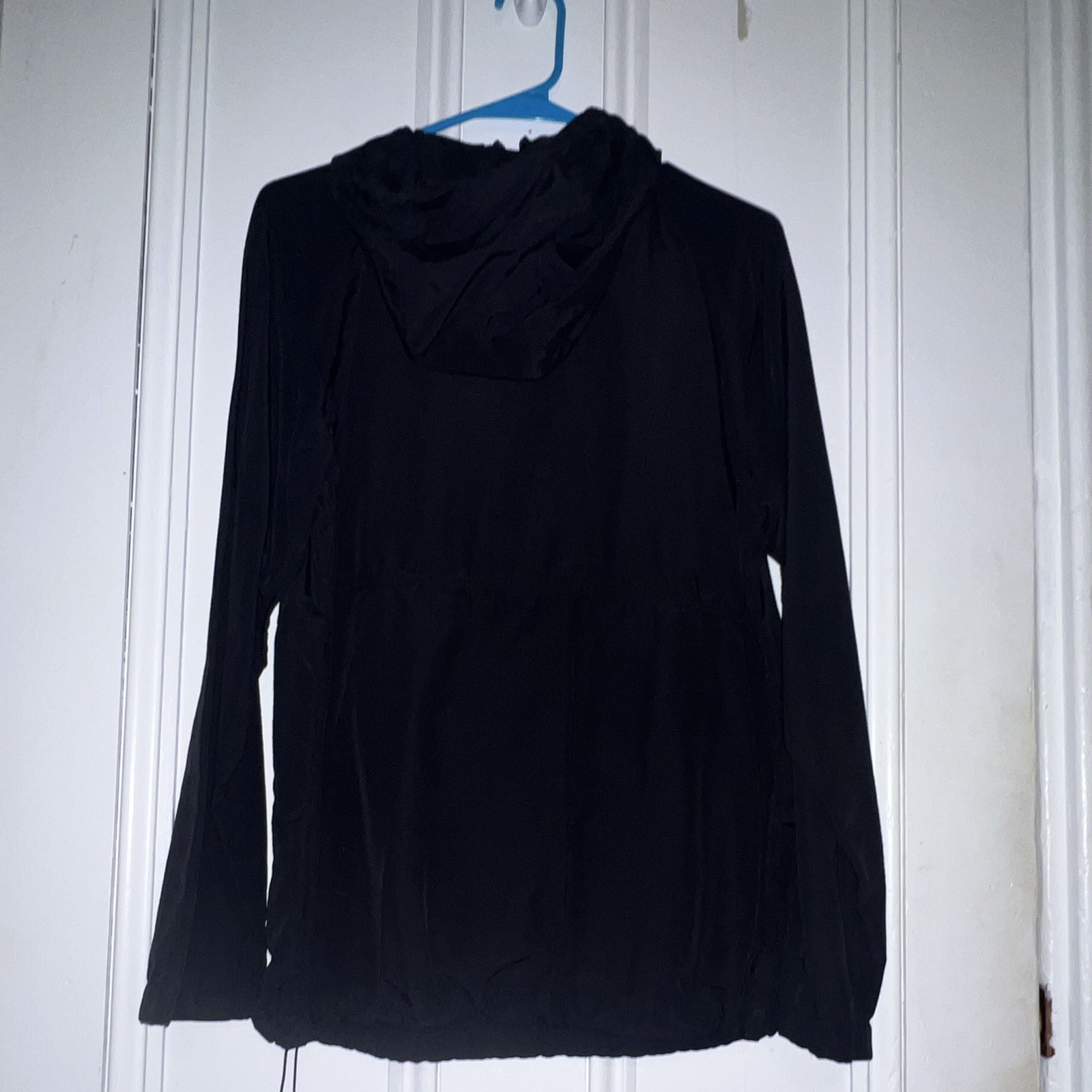 L.L.Bean Men’s Black Hooded Anorak Jacket 1/4 Zip Drawstring M Regular