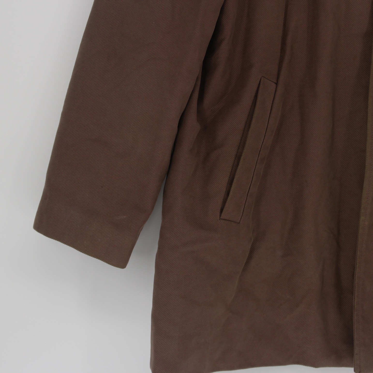J.Crew Mens Brown Twill Quilted Lined Car Coat Jacket Solid Heritage L Read