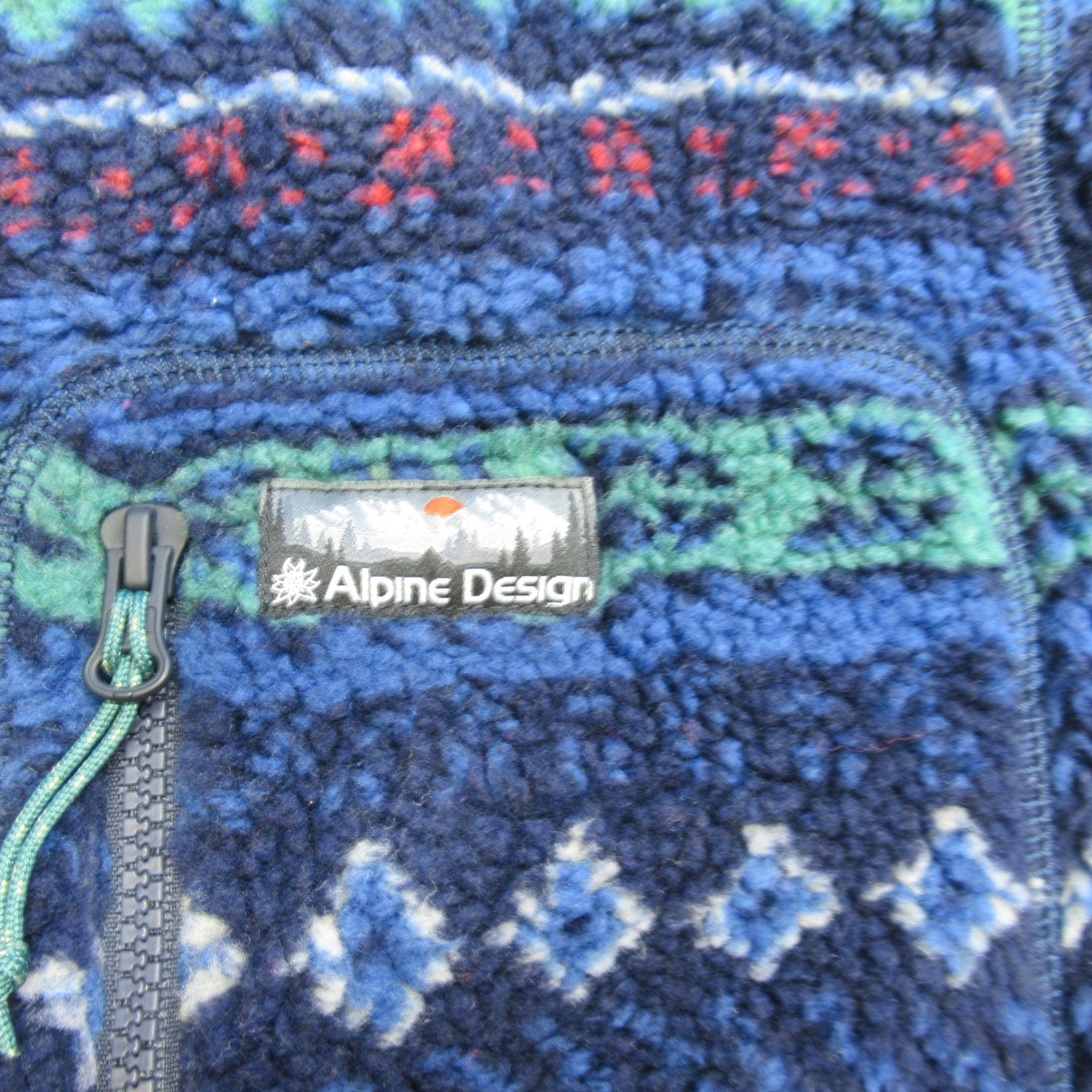 Alpine Design Jacket Men Medium Blue Sherpa Fair Isle FullZip Aztec WARM $98 NEW
