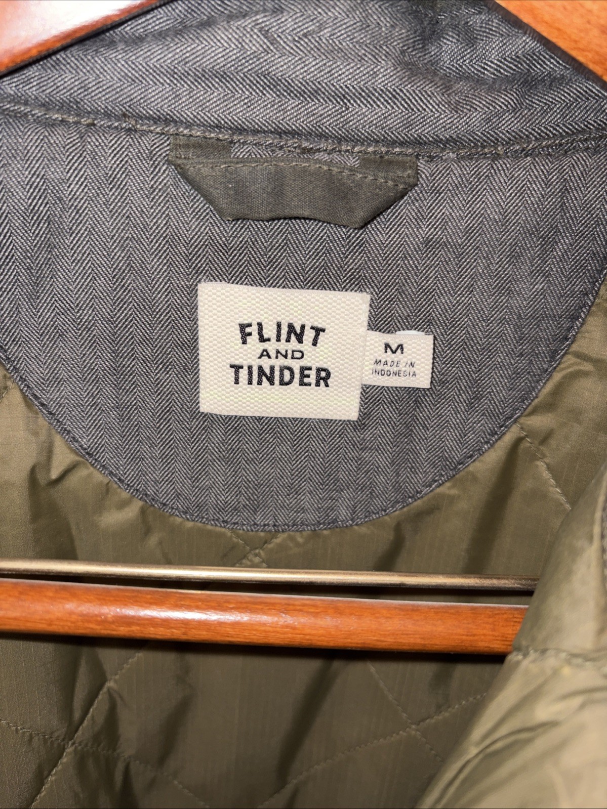 Huckberry Flint And Tinder Quilted Waxed Shirt Jacket Green Mens Medium