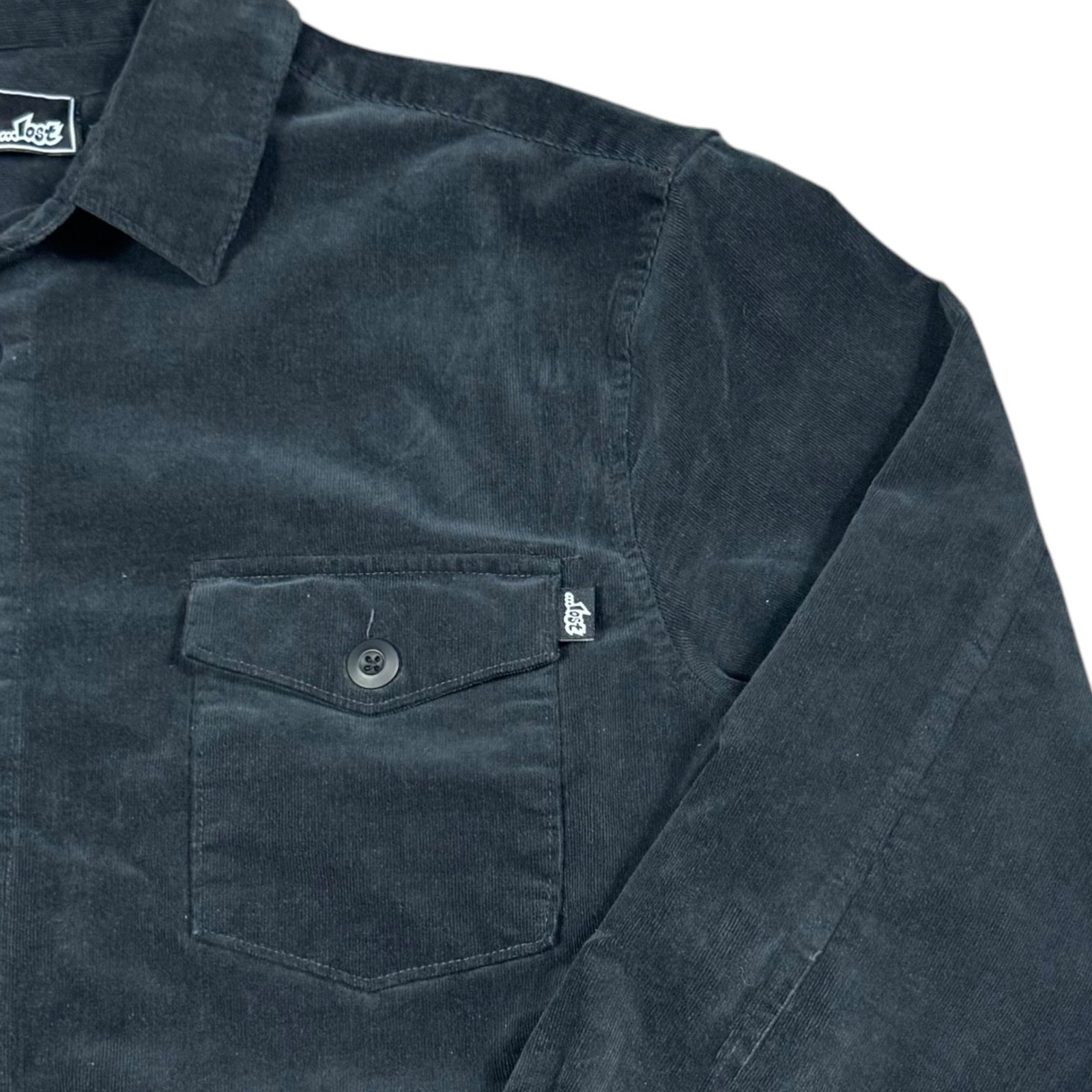 …LOST Cotton Spandex Black Corduroy Button Down Jacket Men’s XL
