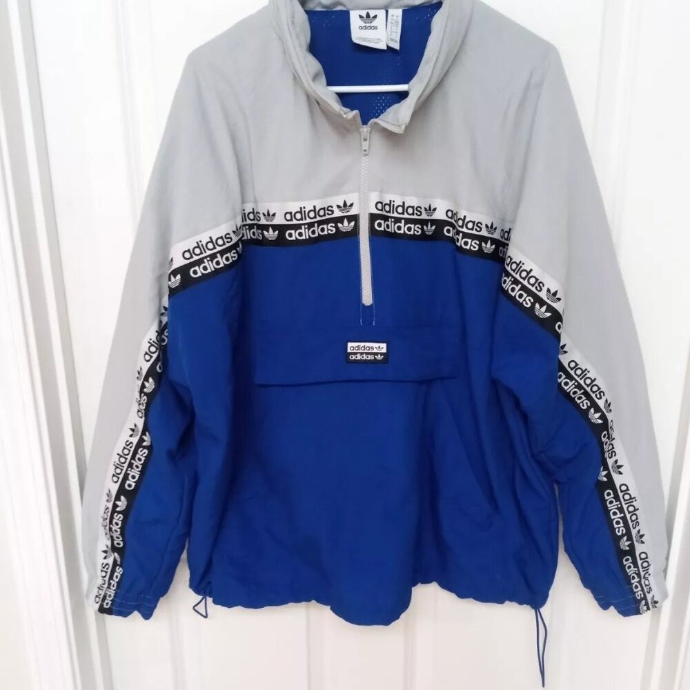 Adidas Originals Men’s Pullover Hooded Vocal Wind Blue/Gray Size Small