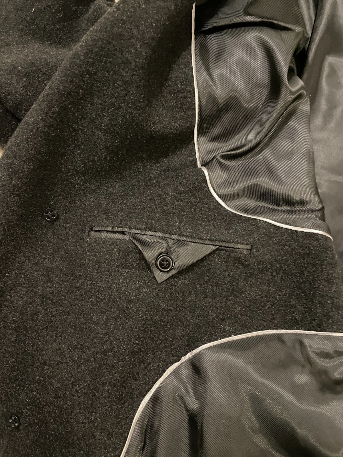 Pronto Uomo Size 54 Regular Black Wool Nylon Cashmere Business Topcoat W Lining