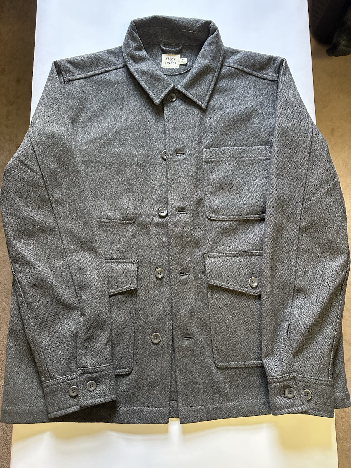 Huckberry Flint and Tinder Size XL Wool Blend Utility Chore Jacket Grey