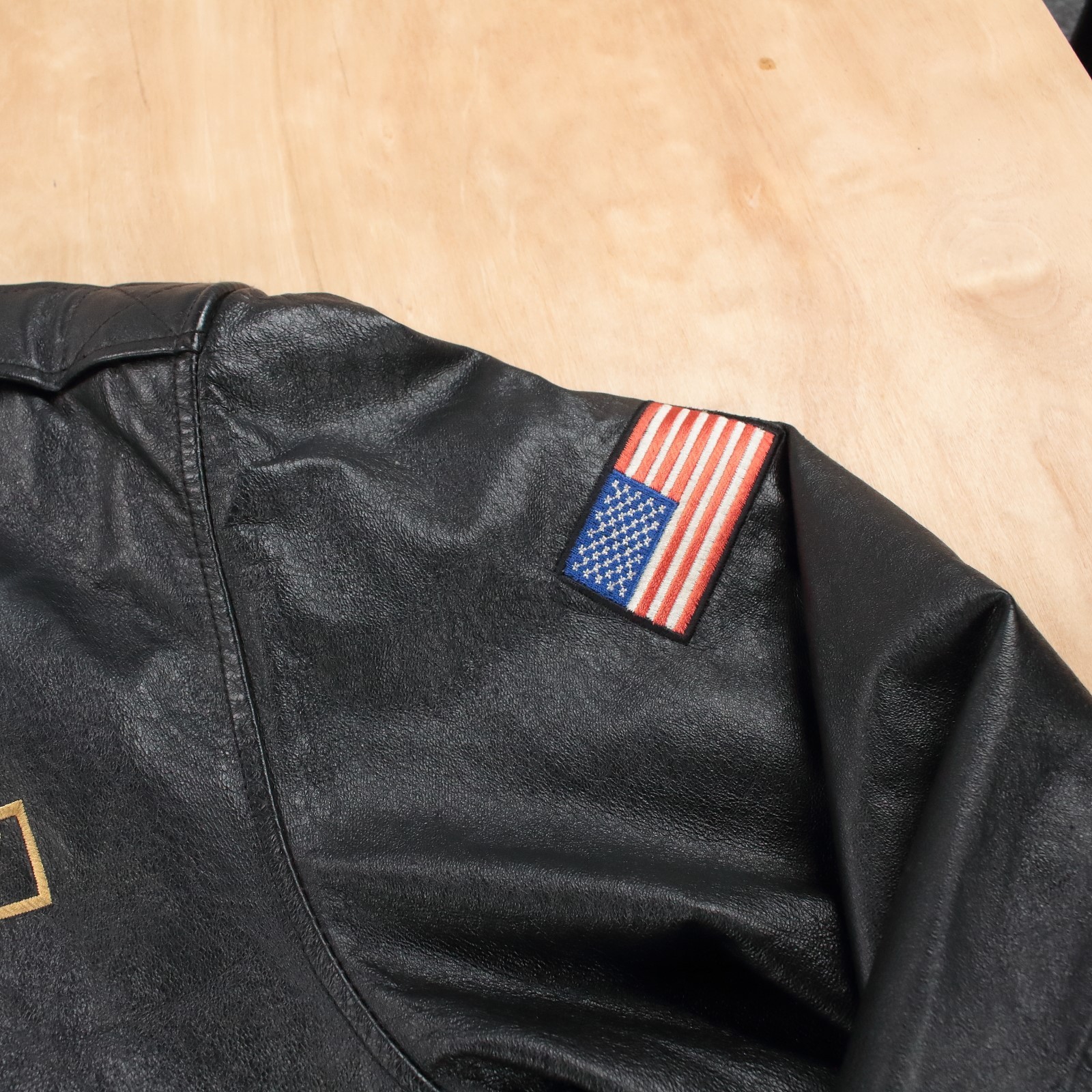 vtg 90s y2k USN United States US Navy leather full zip bomber jacket XL no liner